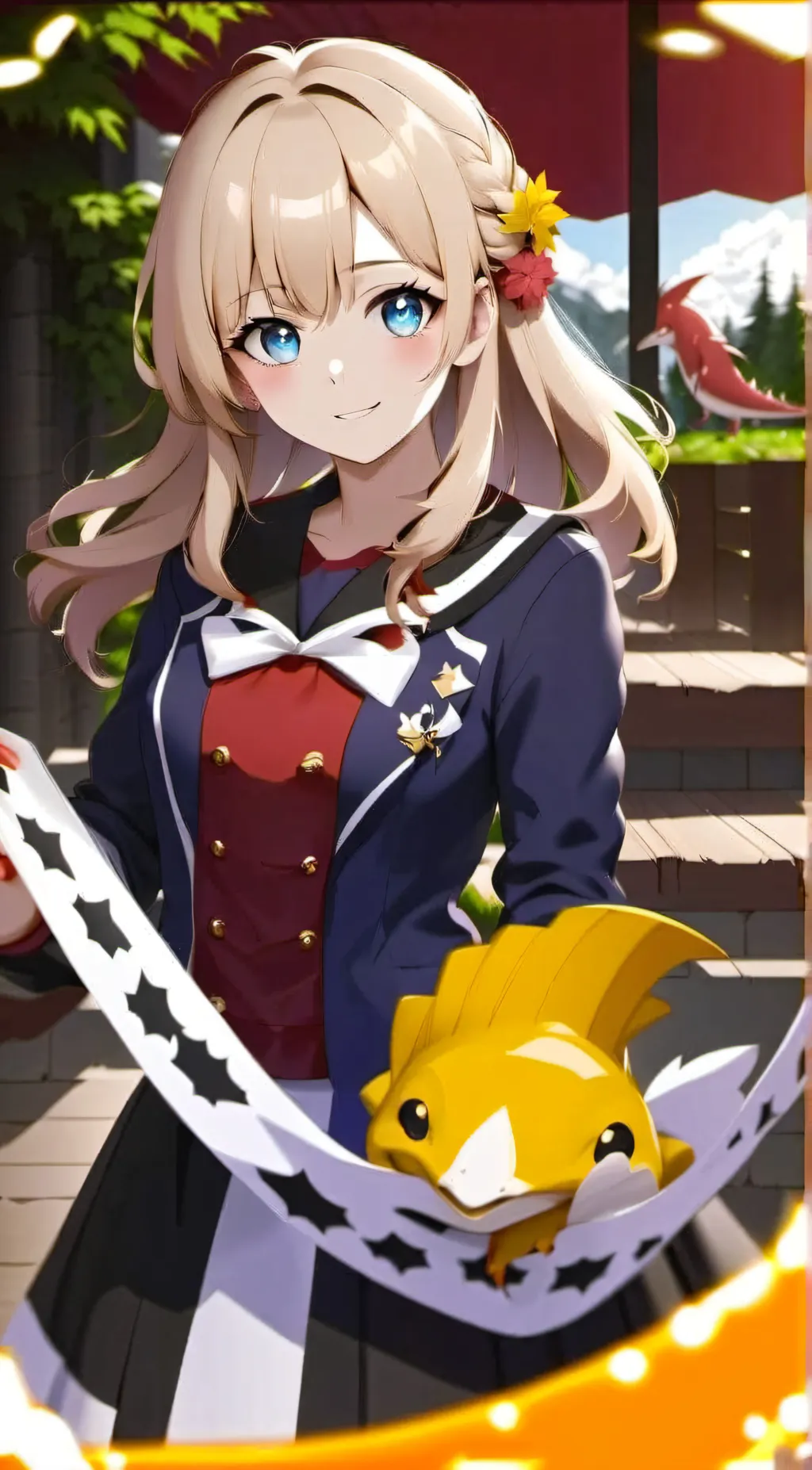 ai character: dino girl cute  background