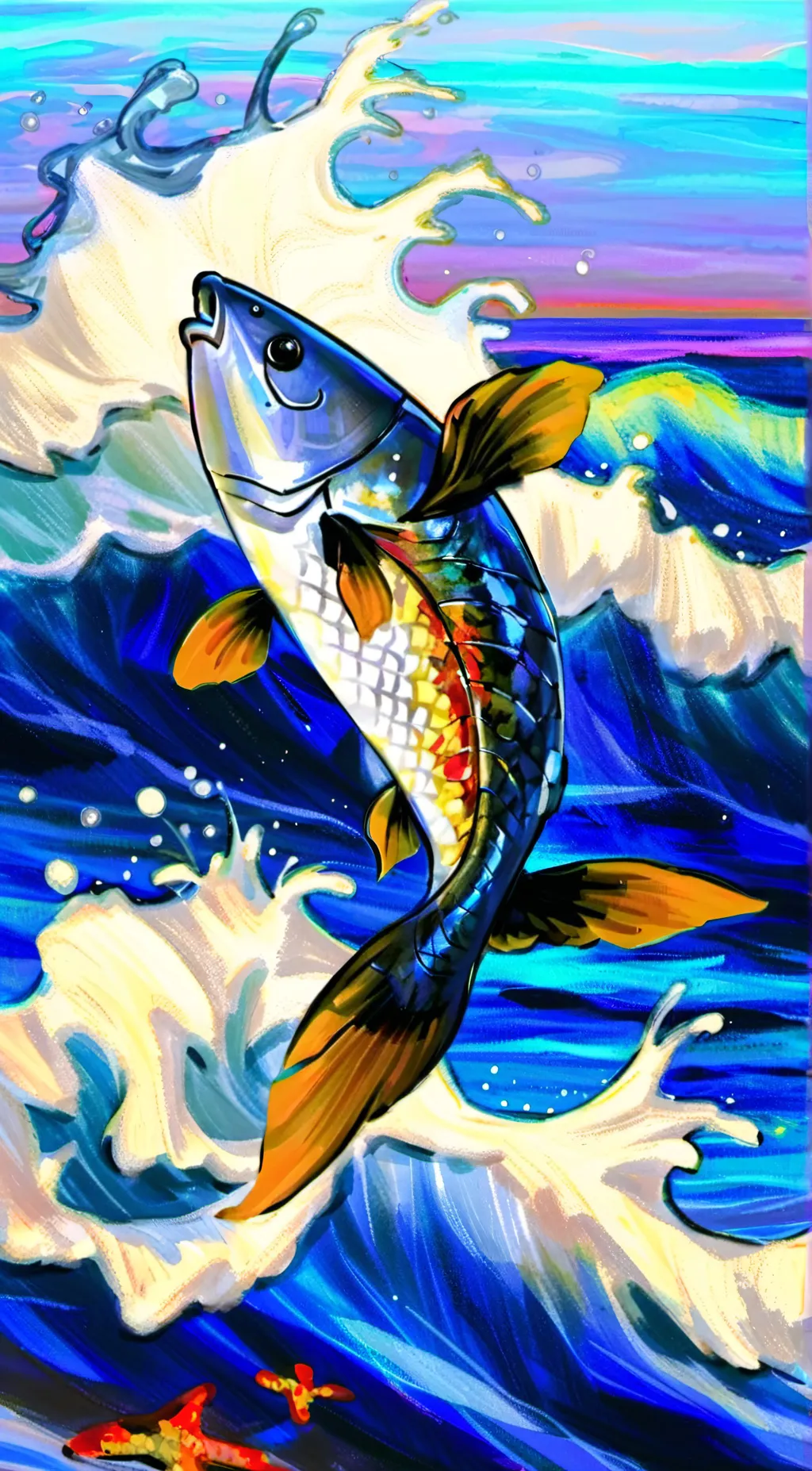 ai character: Summer fish background