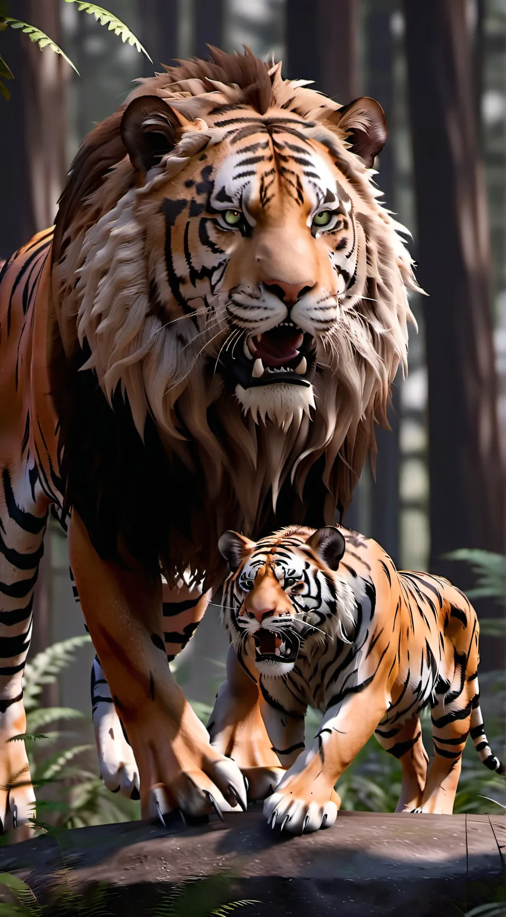 ai character: tiger and lioness background