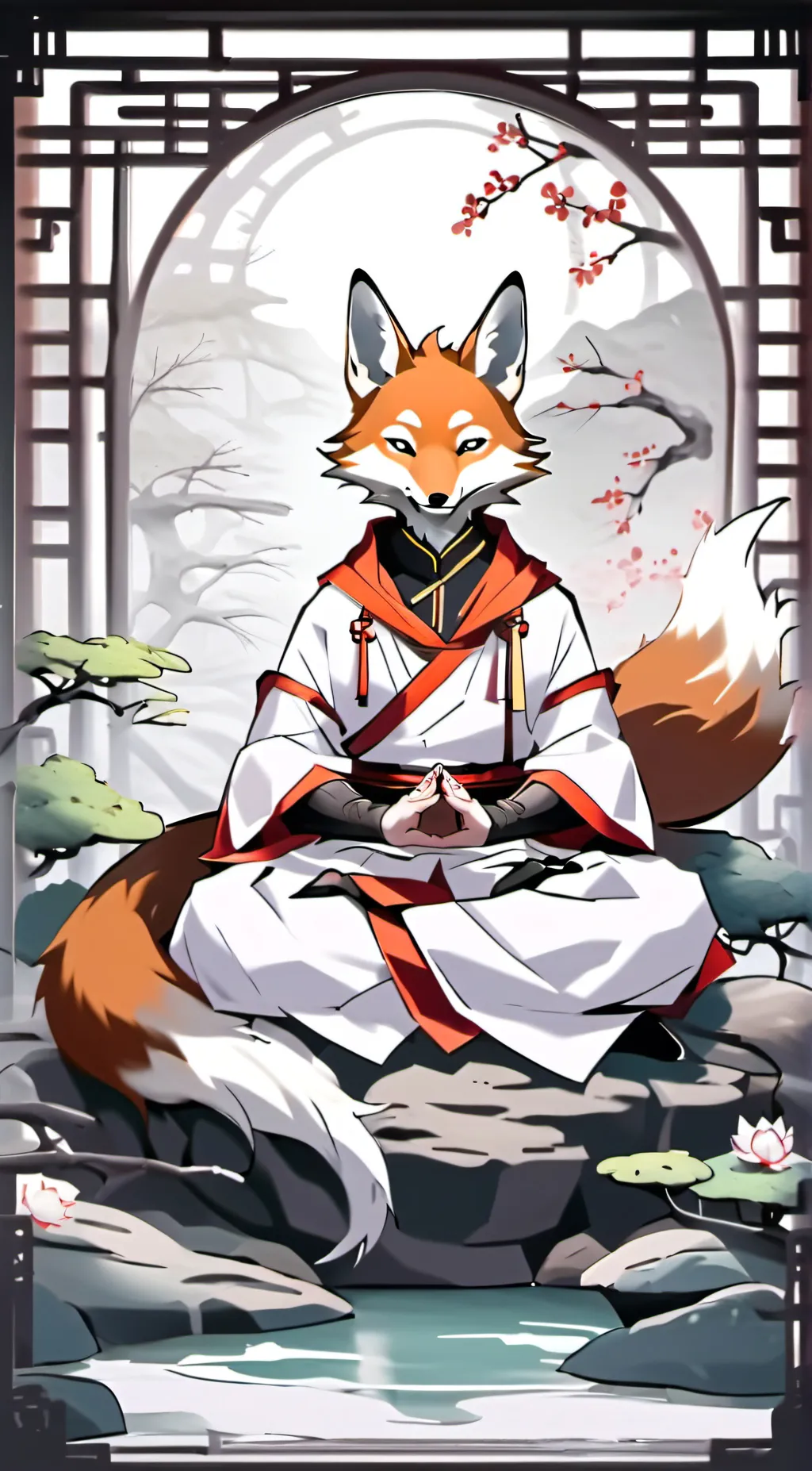 ai character: Chanting fox  background
