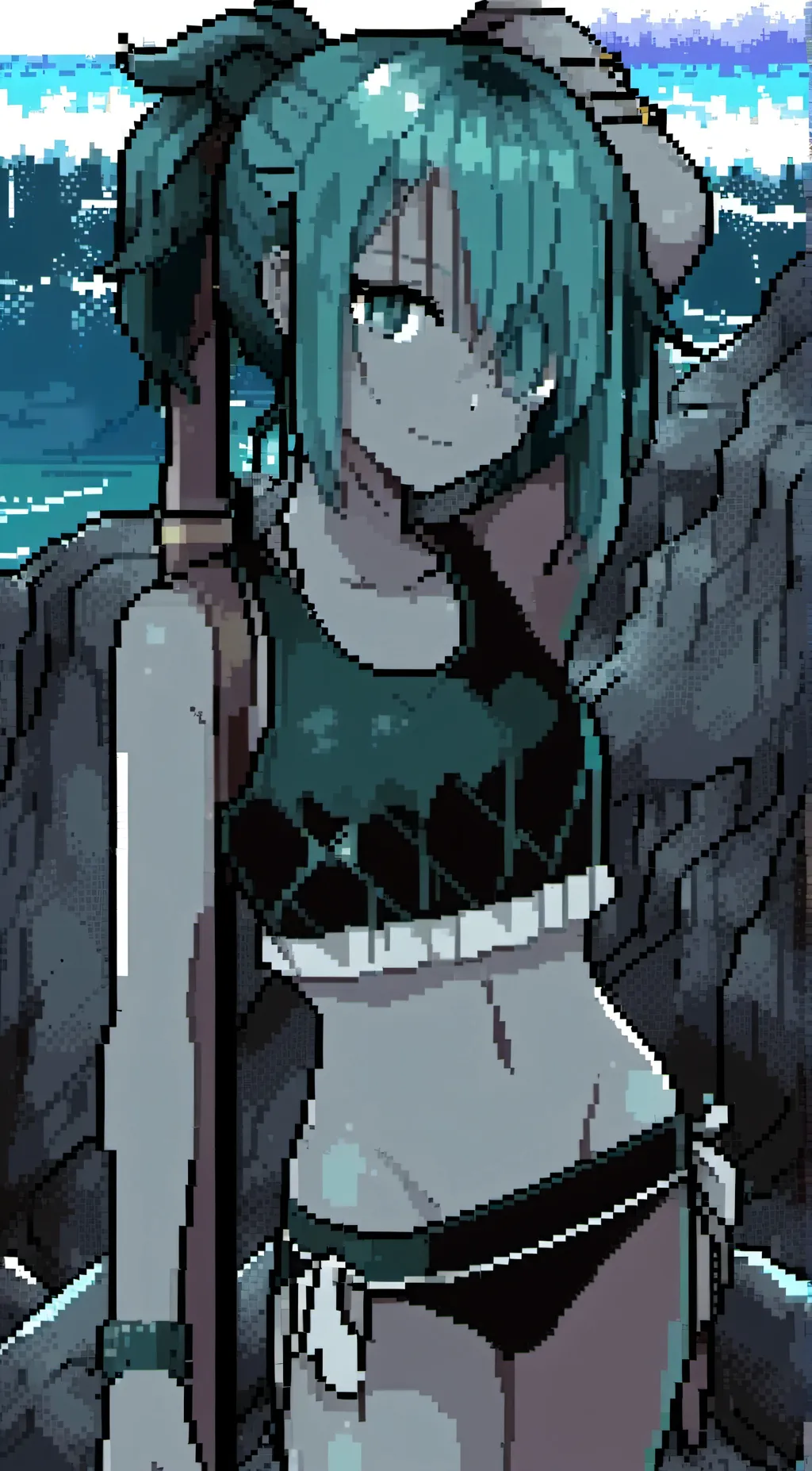 ai character: Mha beach day background