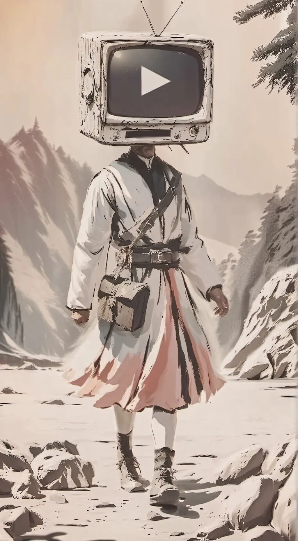 ai character: tv woman sus background