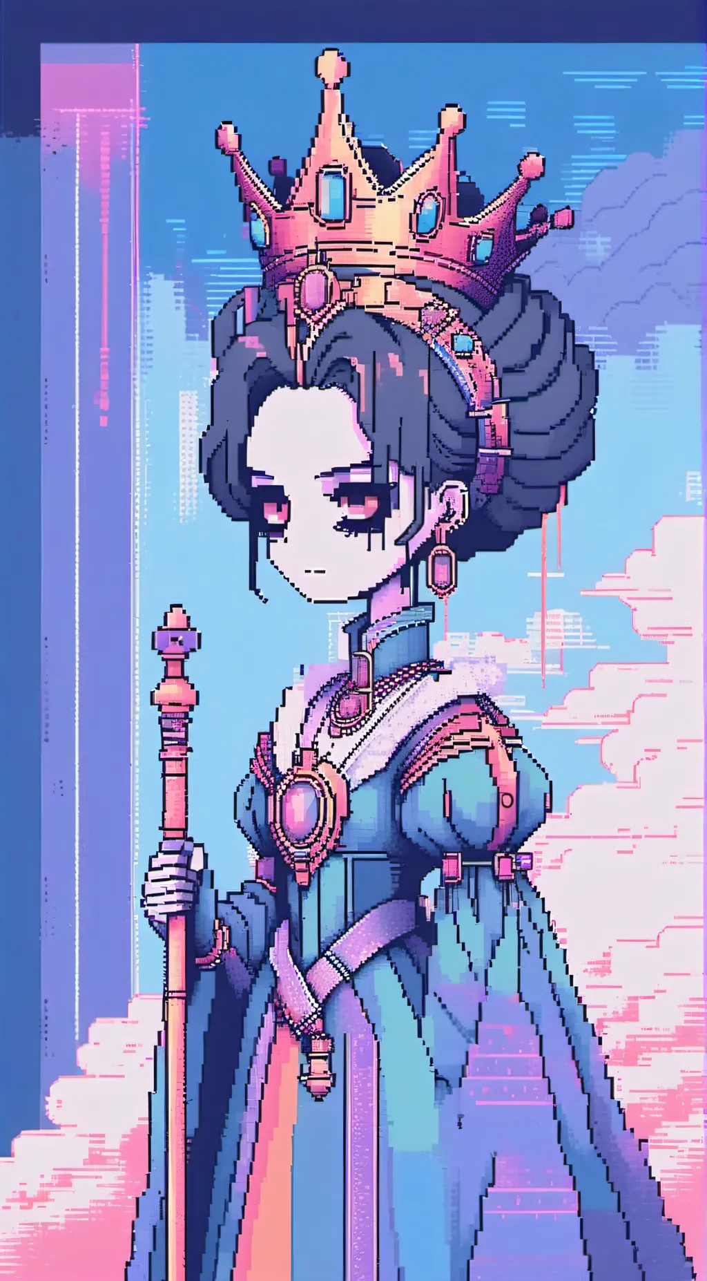 ai character: raining Queen background