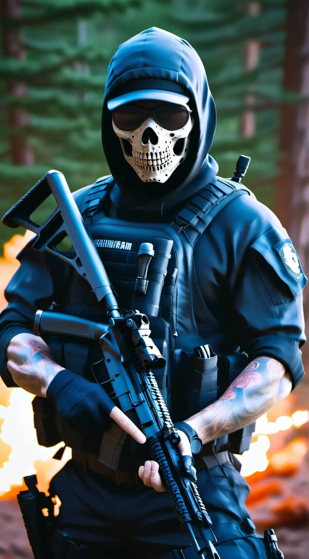 ai character: Simon Ghost Riley  background