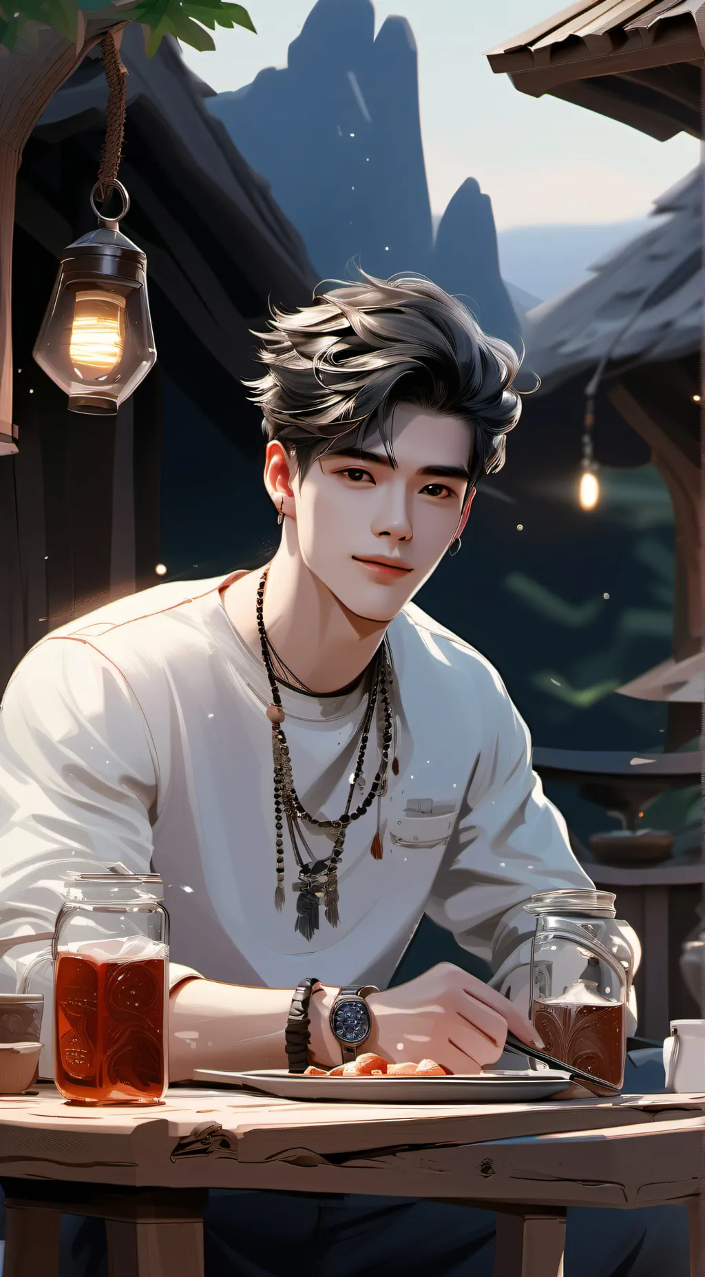 ai character: Harvey  background