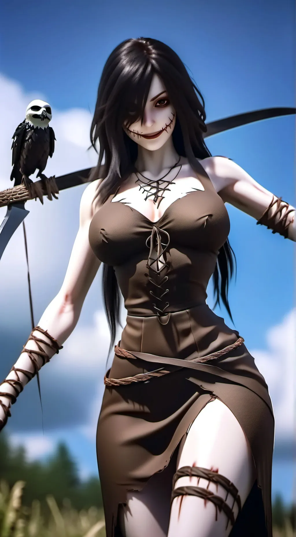 ai character: Scarecrow girl background