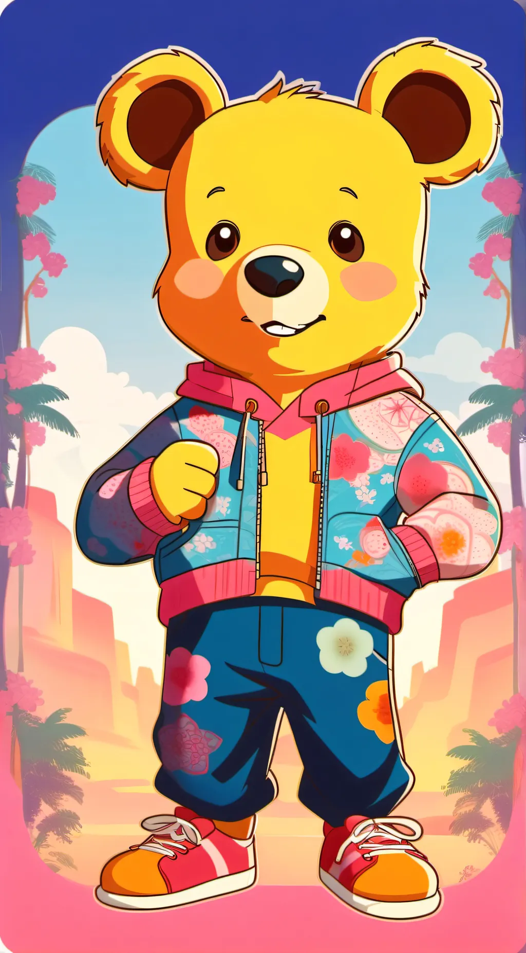 ai character: KAWAII BEAR🌈 background