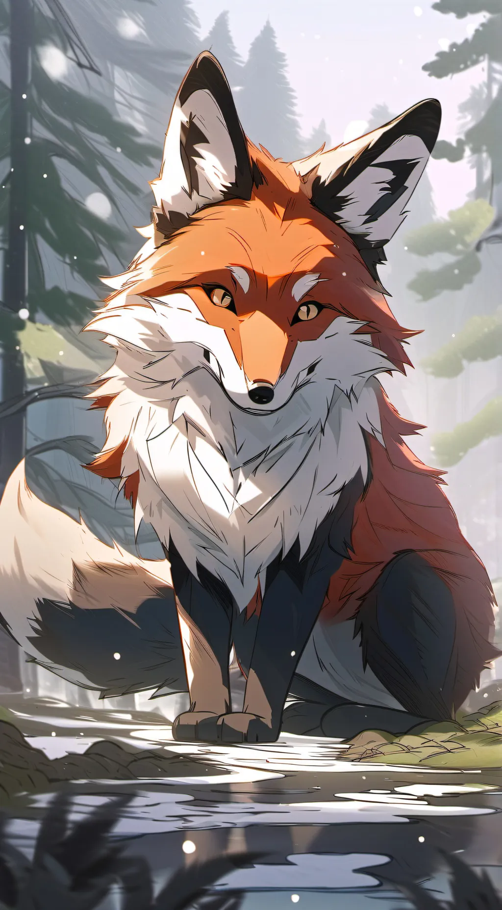 ai character: Flame background