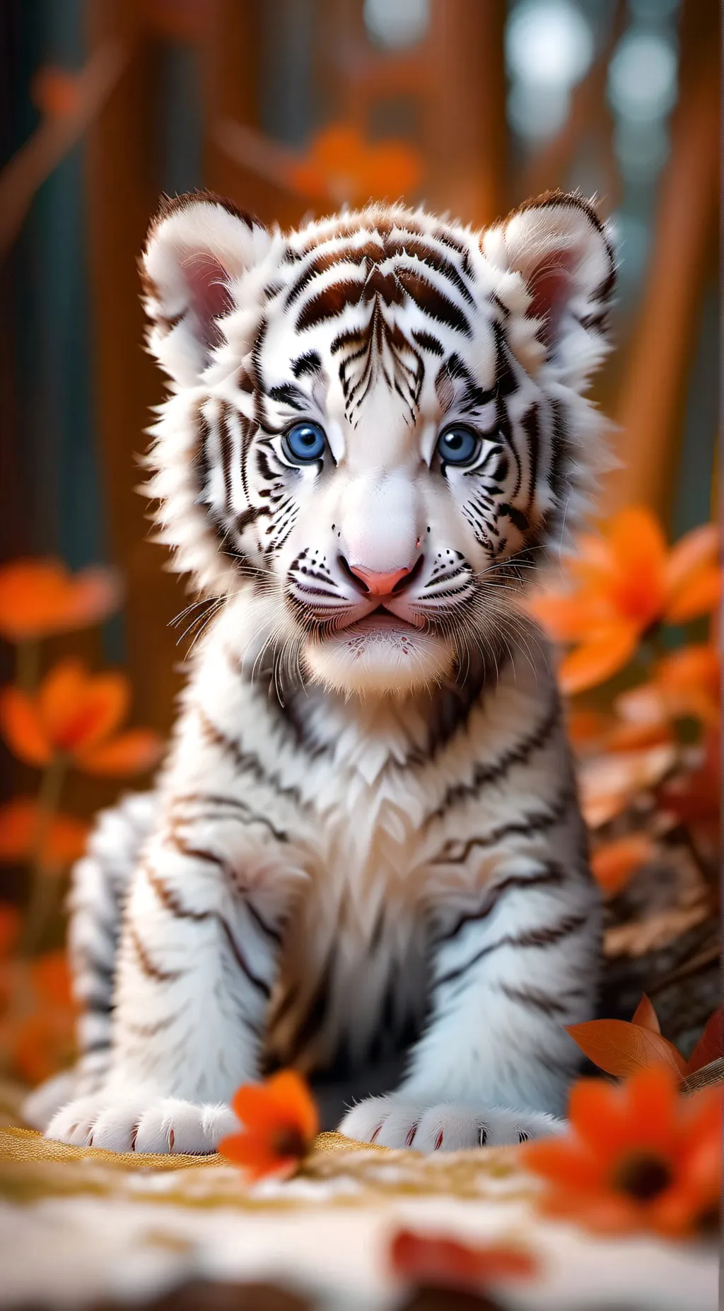 ai character: baby white tiger background