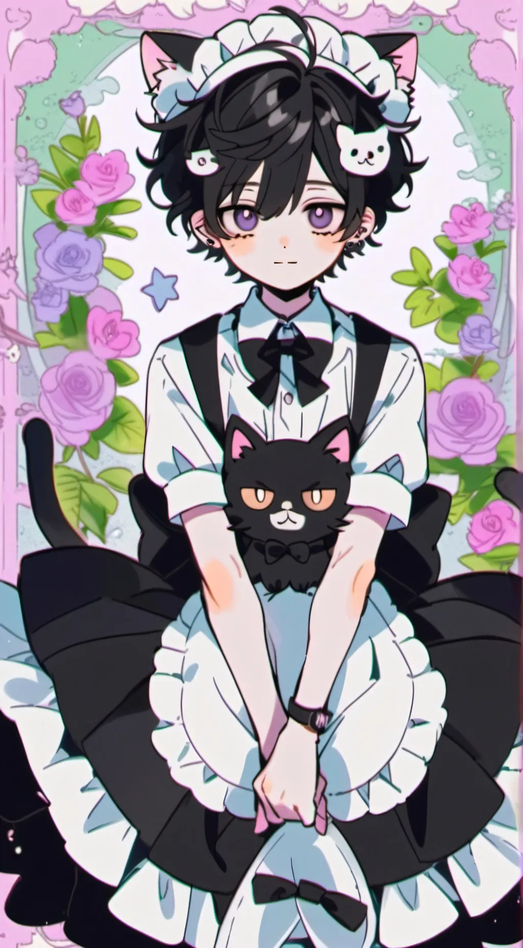 ai character: cat boy maid background