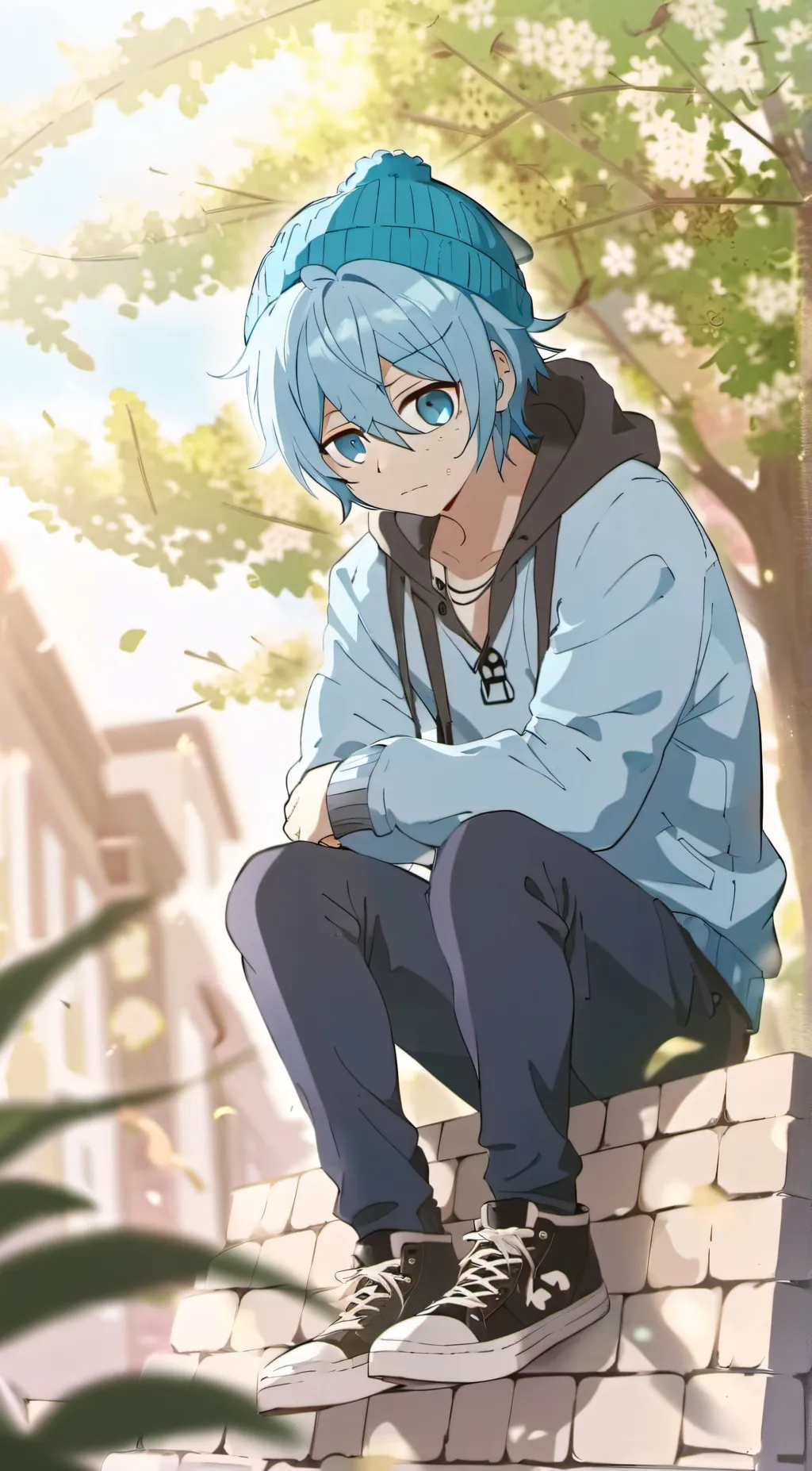 ai character: Cyan background