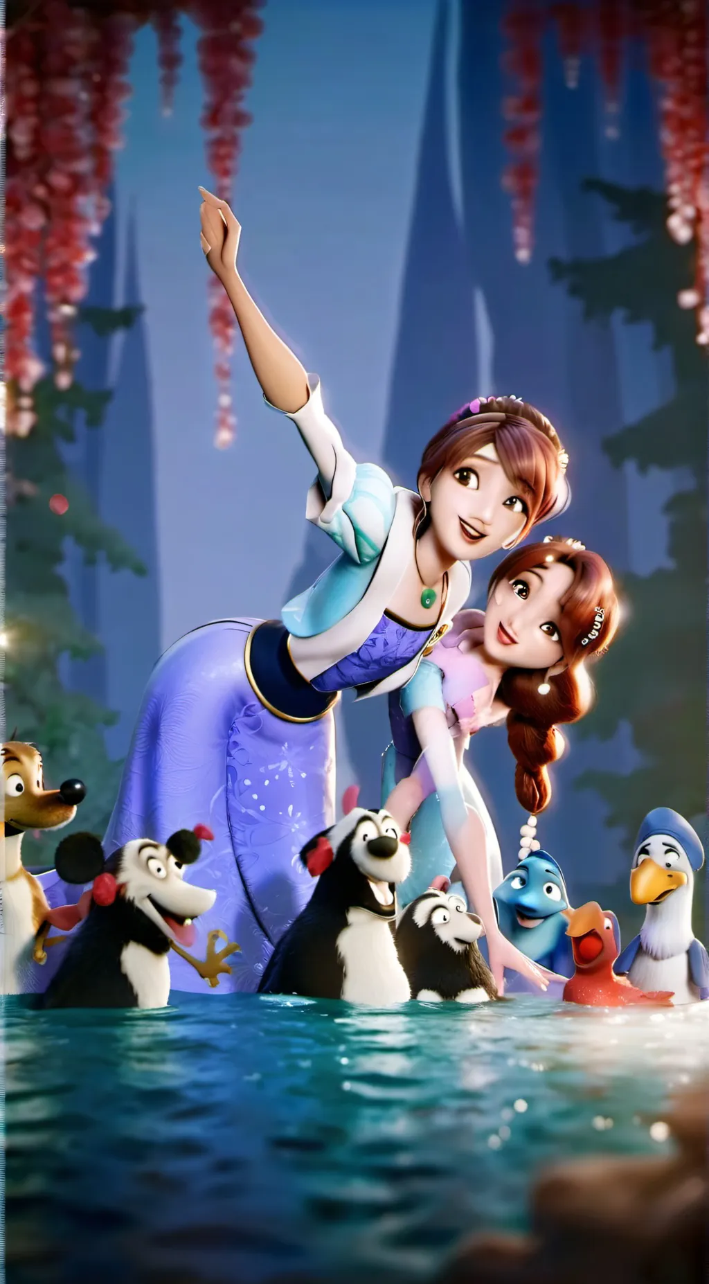 ai character: Lily and Valerie  background