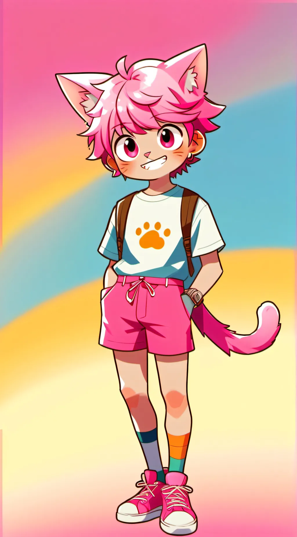 ai character: UwU cat boy background
