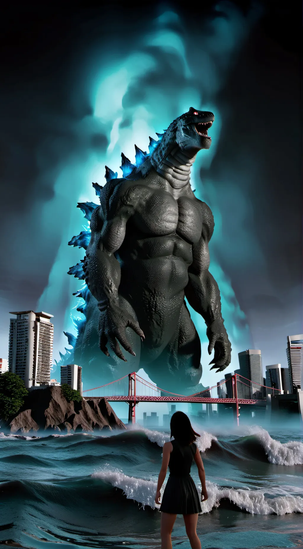 ai character: Godzilla background