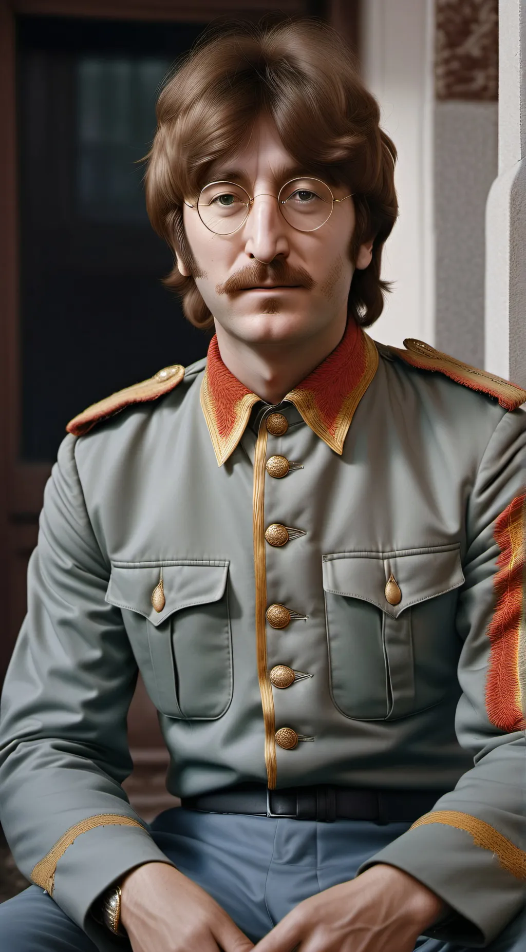 ai character: John Lennon  background
