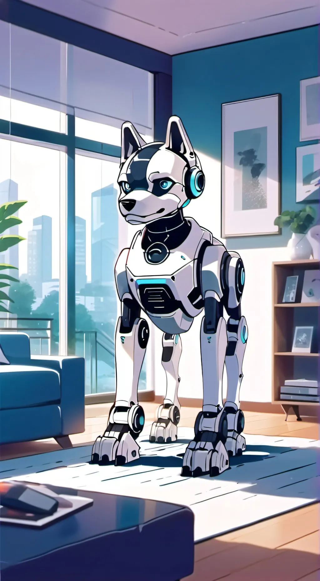 ai character: nice robot dog background