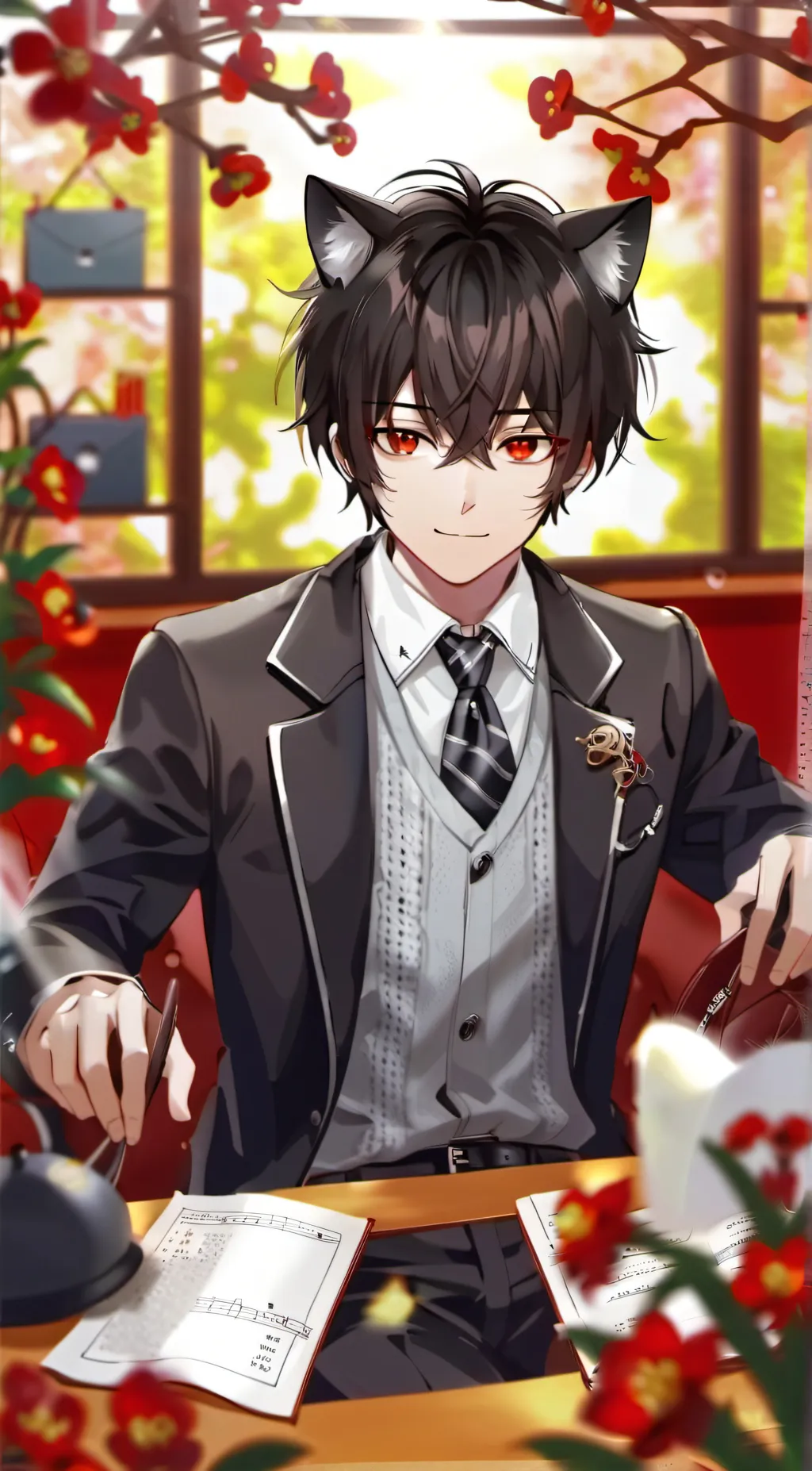 ai character: cat boy in mha background