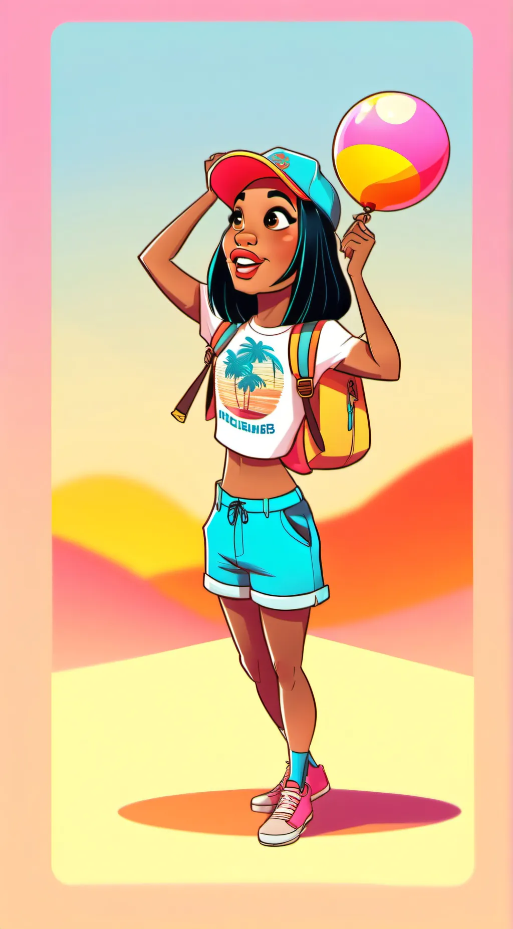 ai character: Beach Girl background