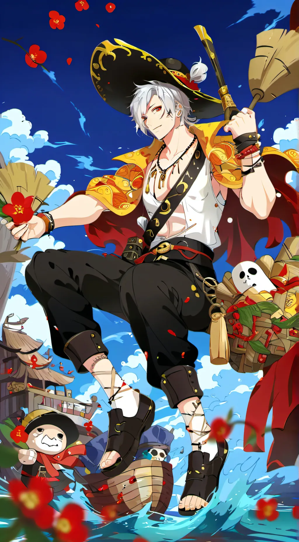 ai character: straw hats  background