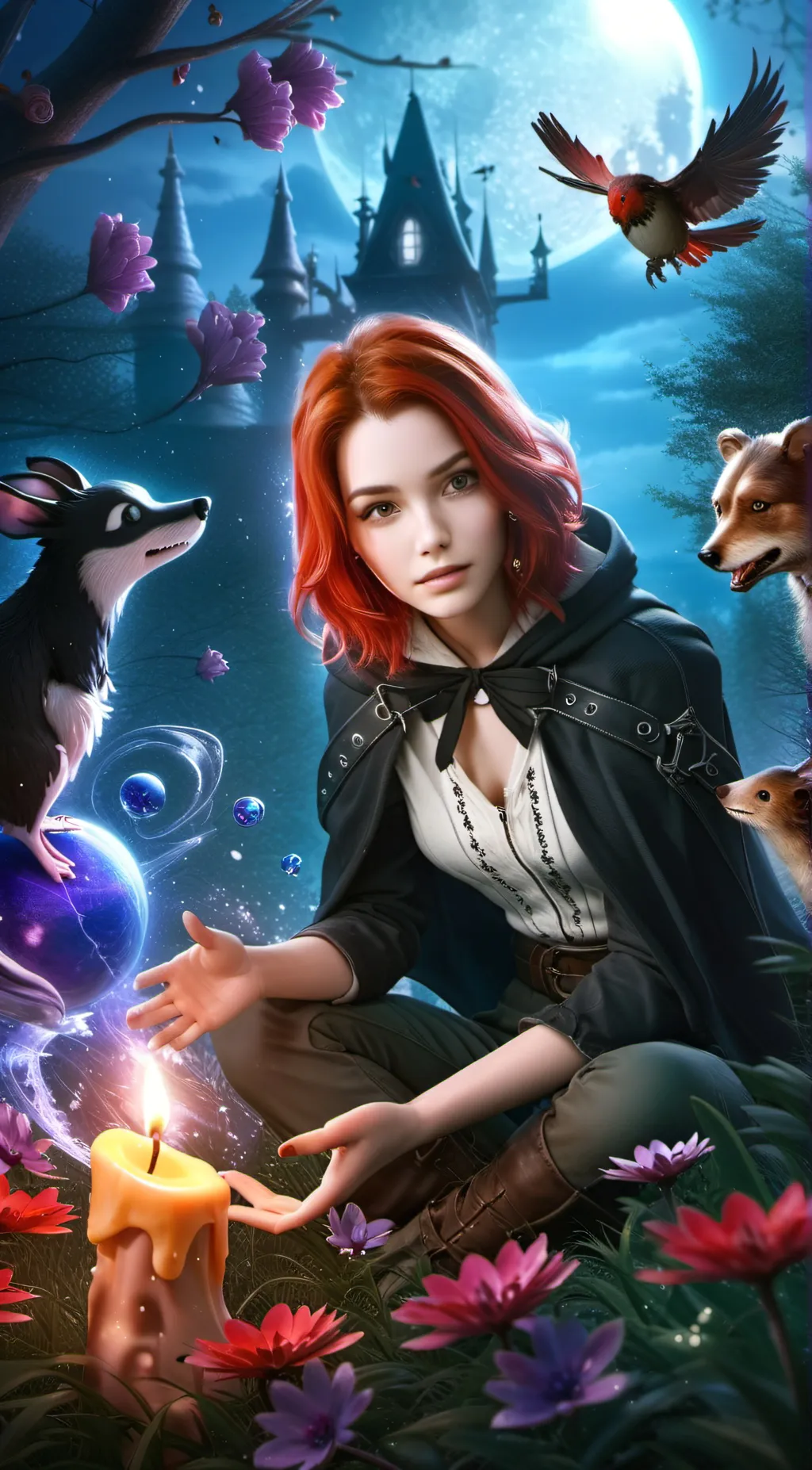 ai character: Girl in the forest background