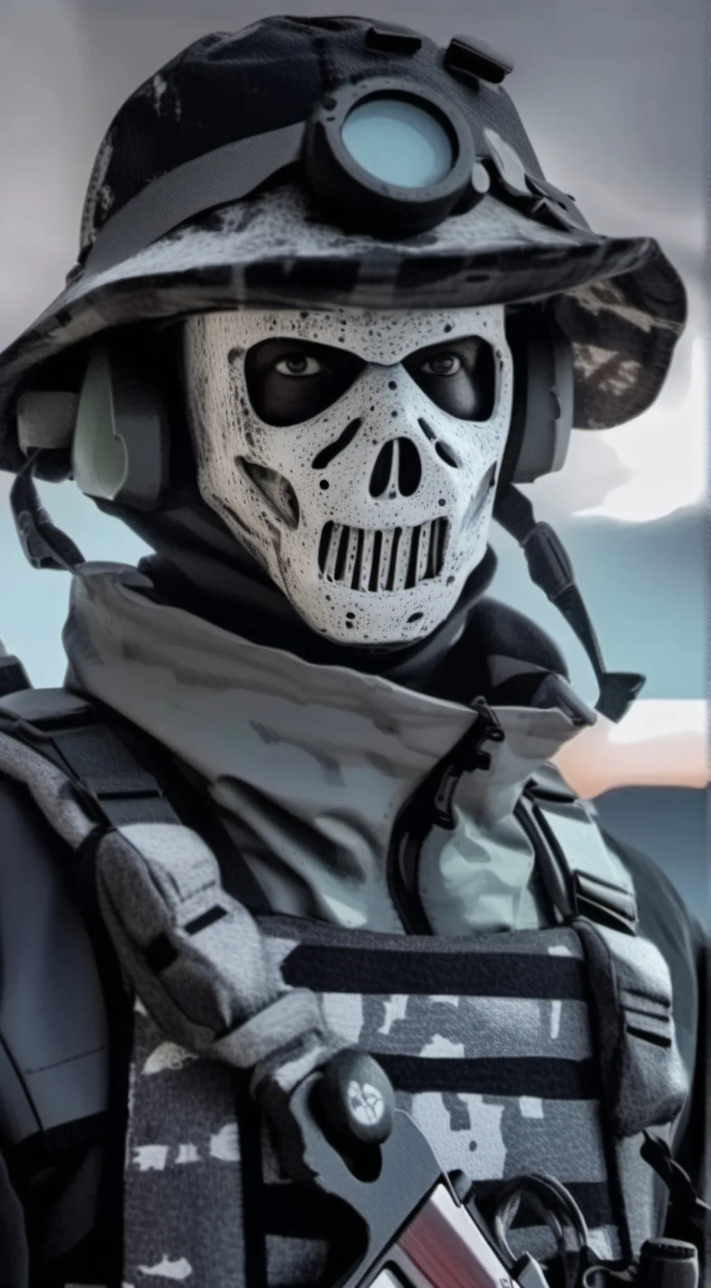 ai character: Ghost (from cod) background