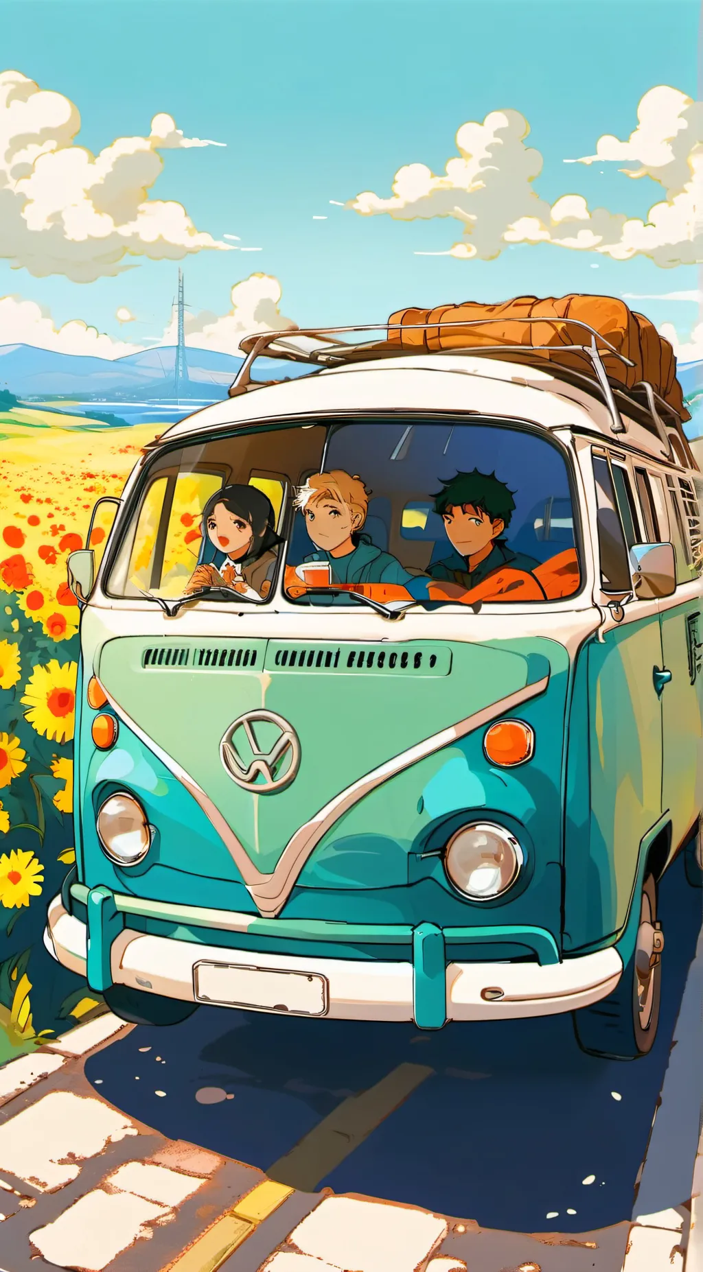 ai character: Tdac road trip background