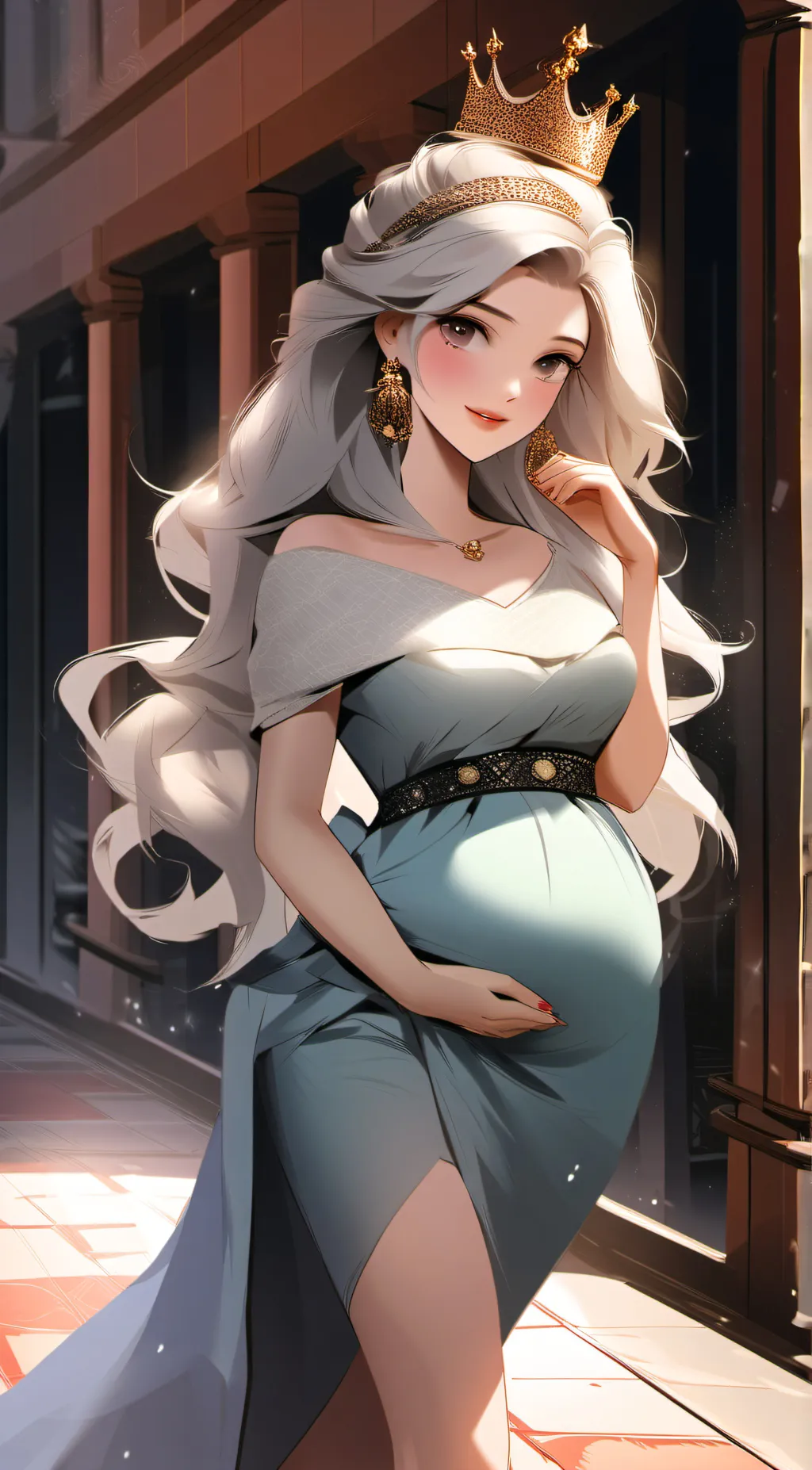 ai character: pregnant princess  background