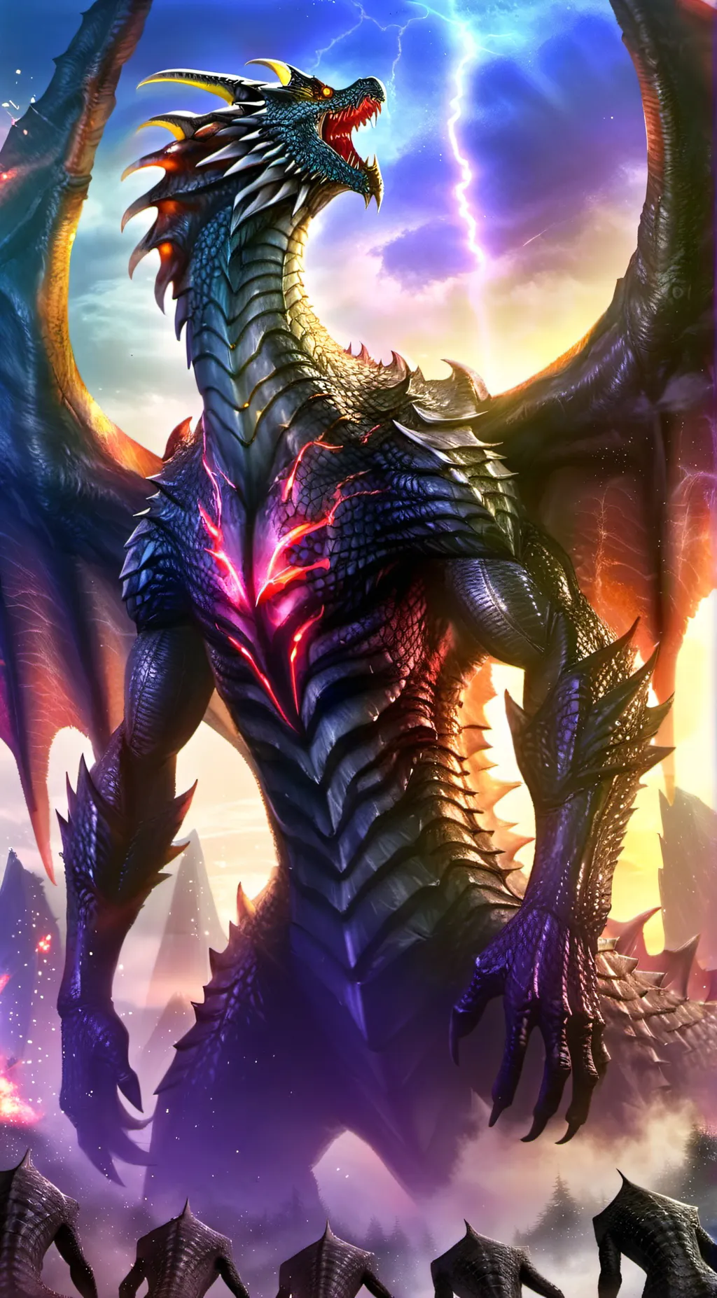 ai character: Ghidorah  background