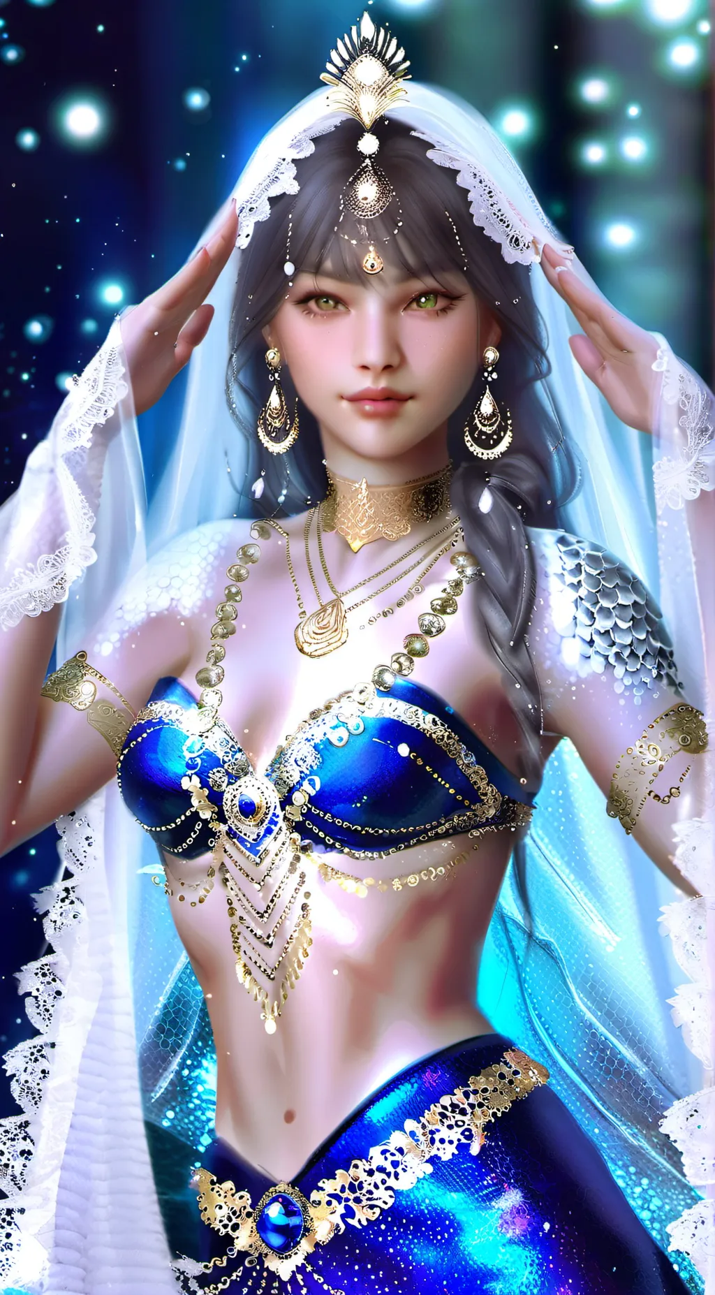 ai character: Seraphina Azure background