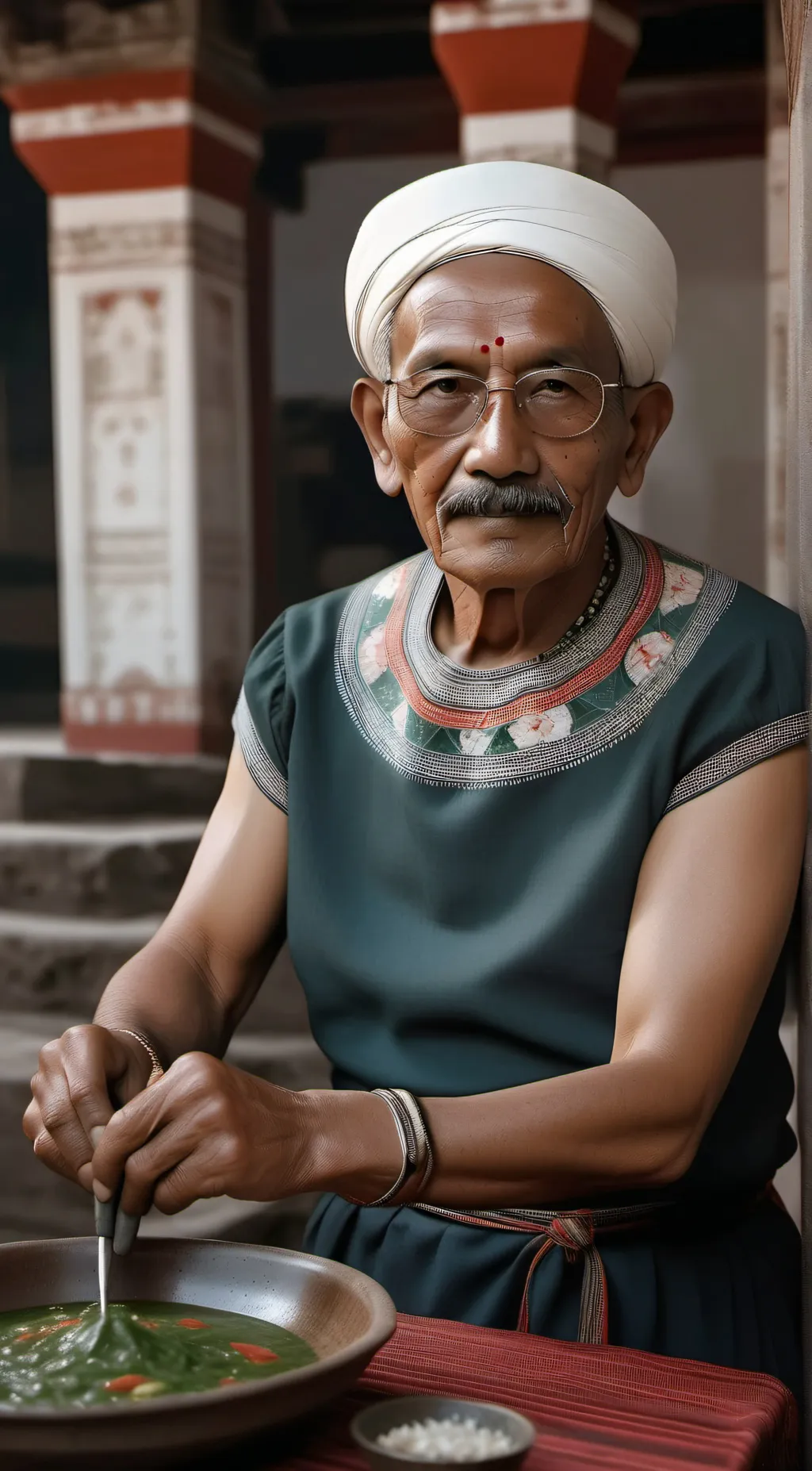 ai character: indian street bend background