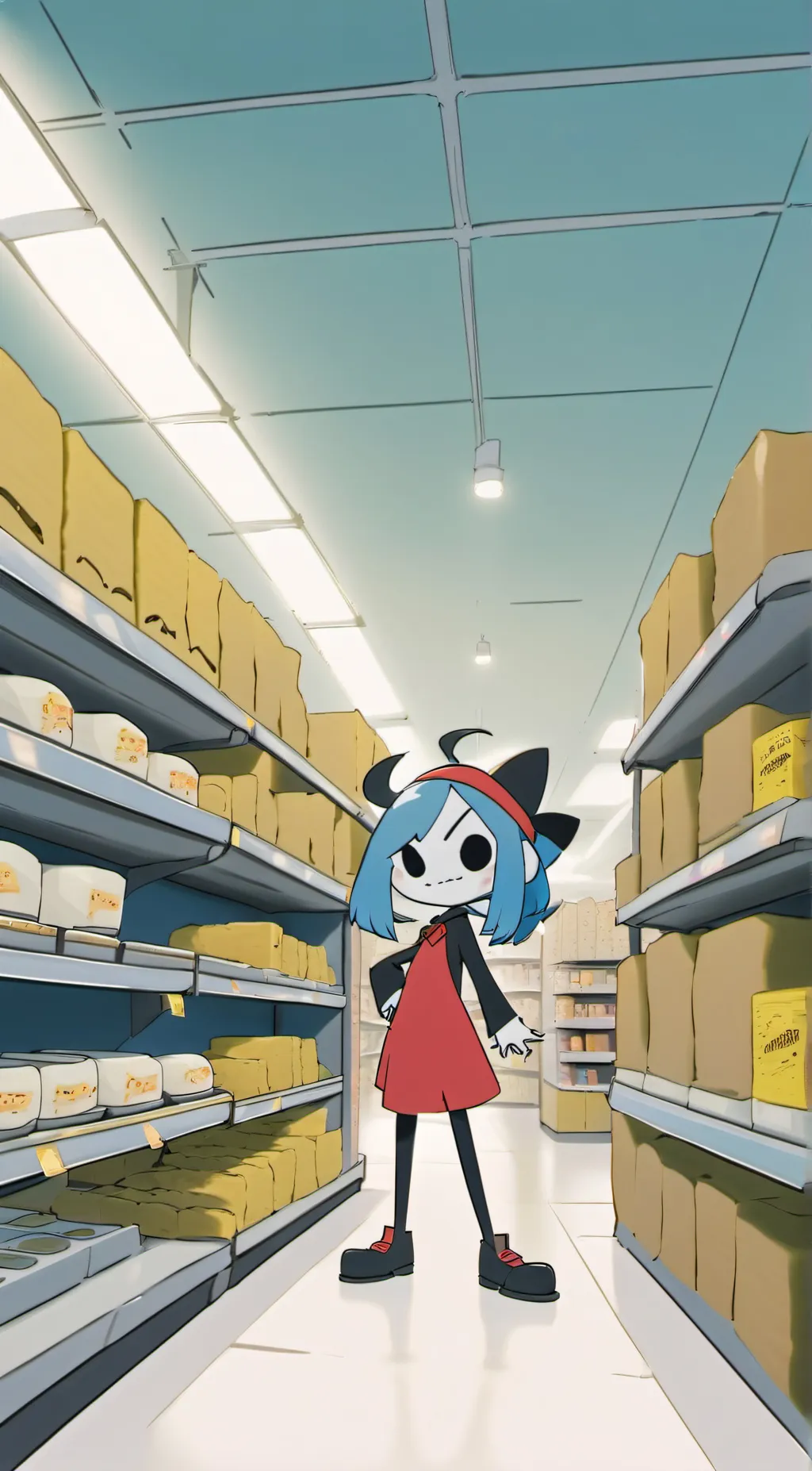 ai character: HH in a Walmart background