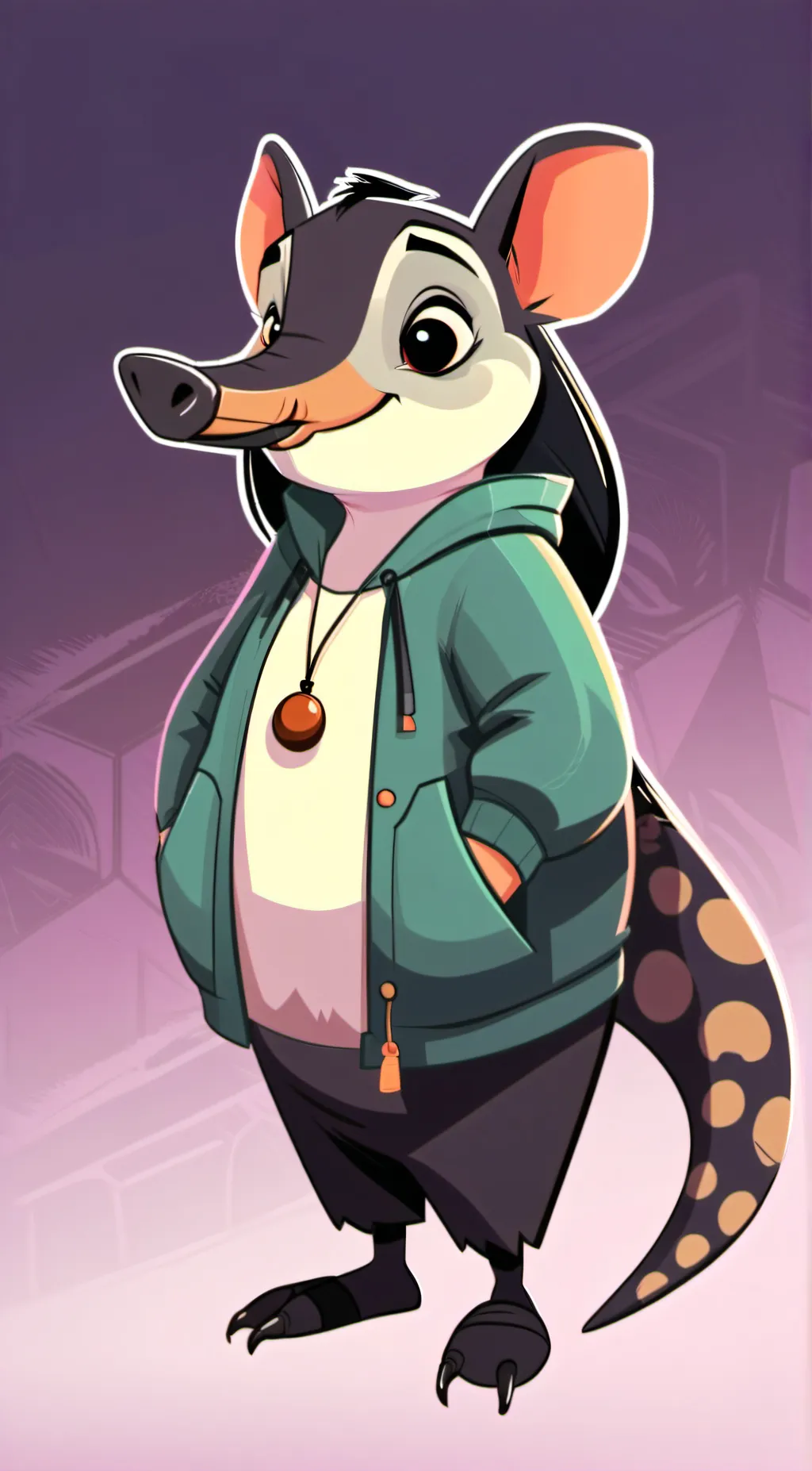 ai character: anteater girl background