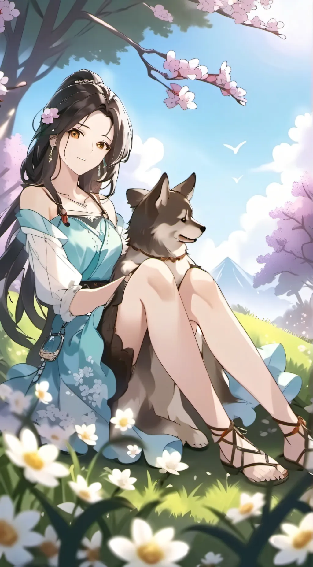 ai character: Grass background