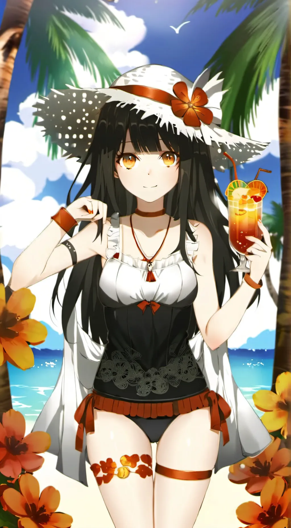 ai character: Eli the beach girl background