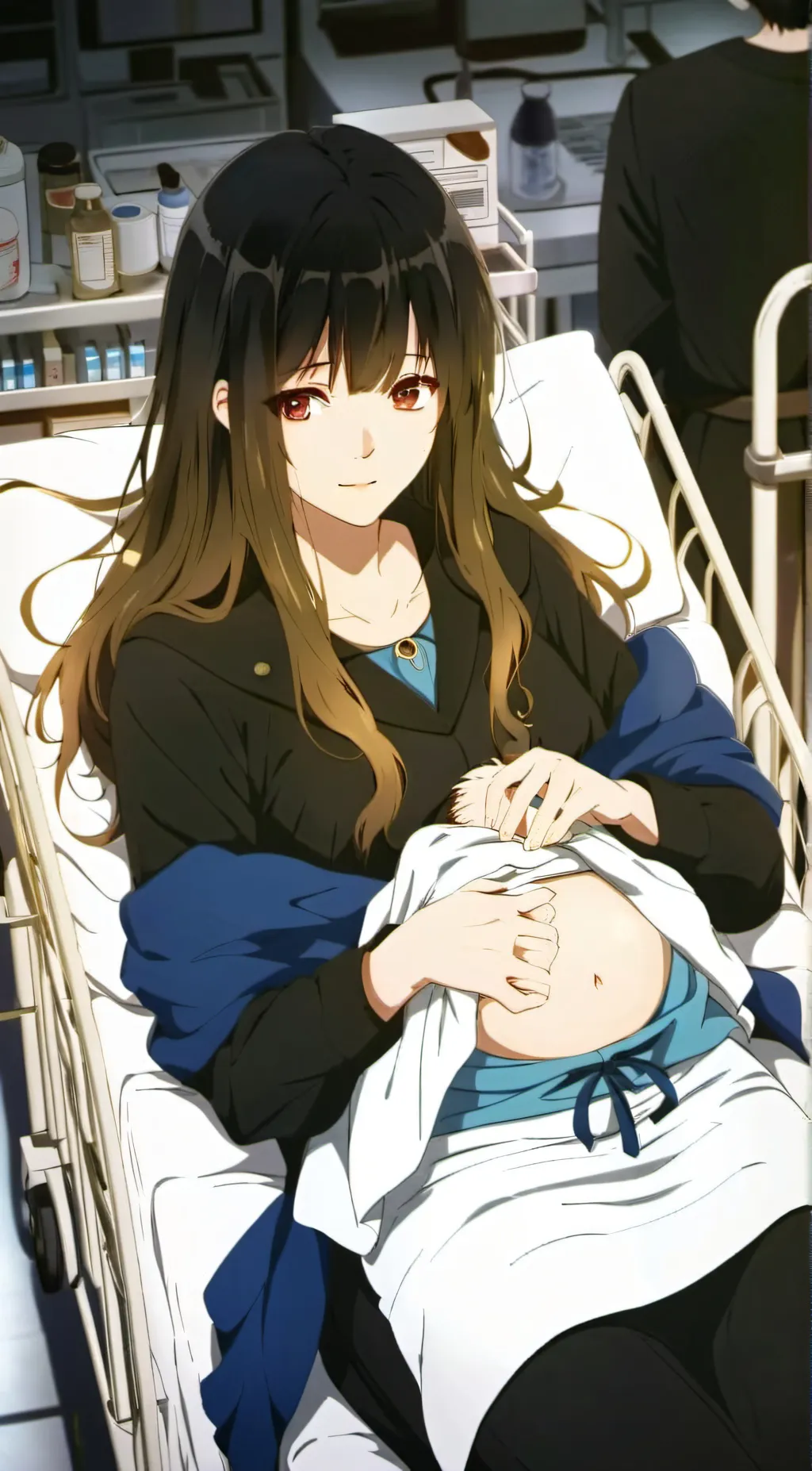 ai character: pregnant lady  background