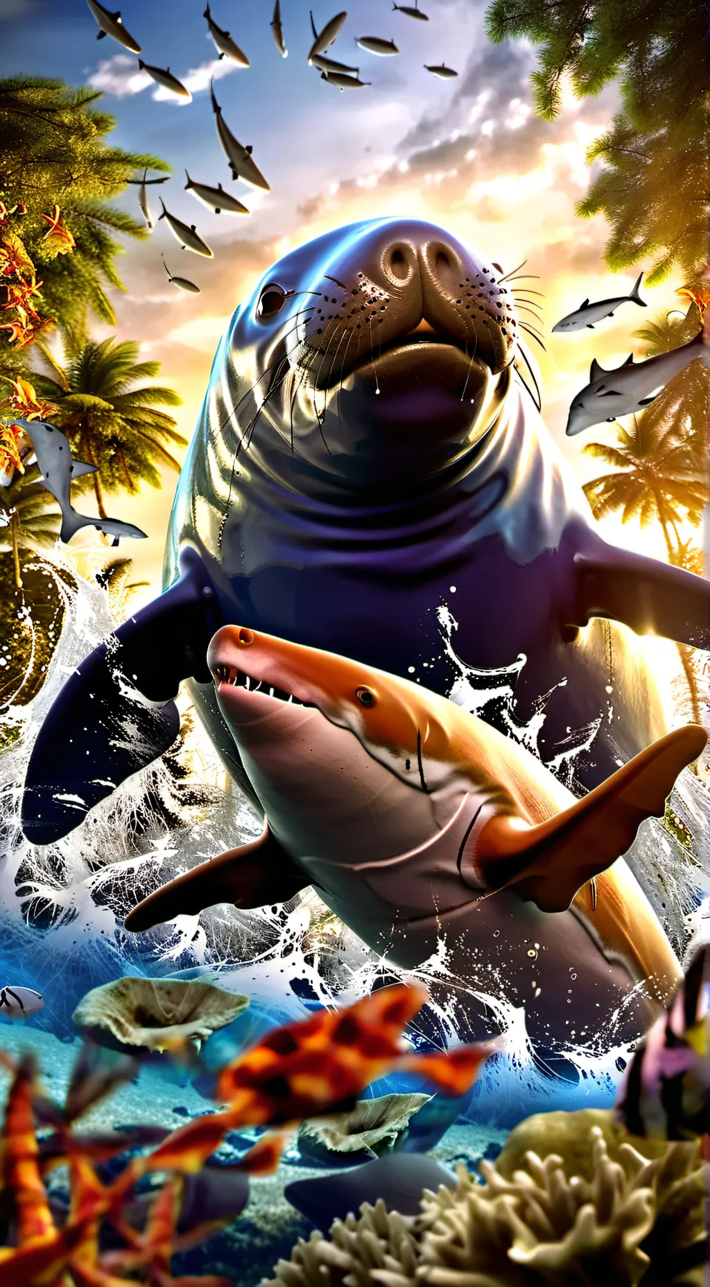 ai character: ocean background