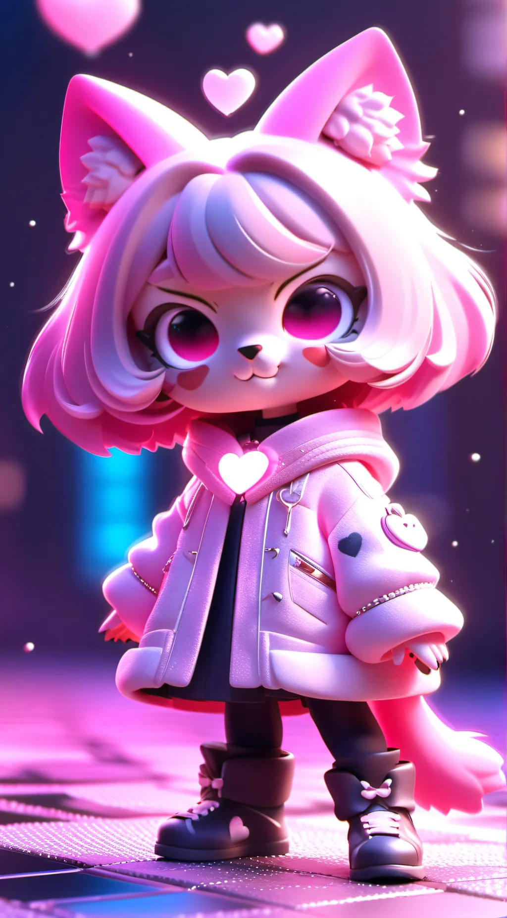 ai character: evil little kitty  background