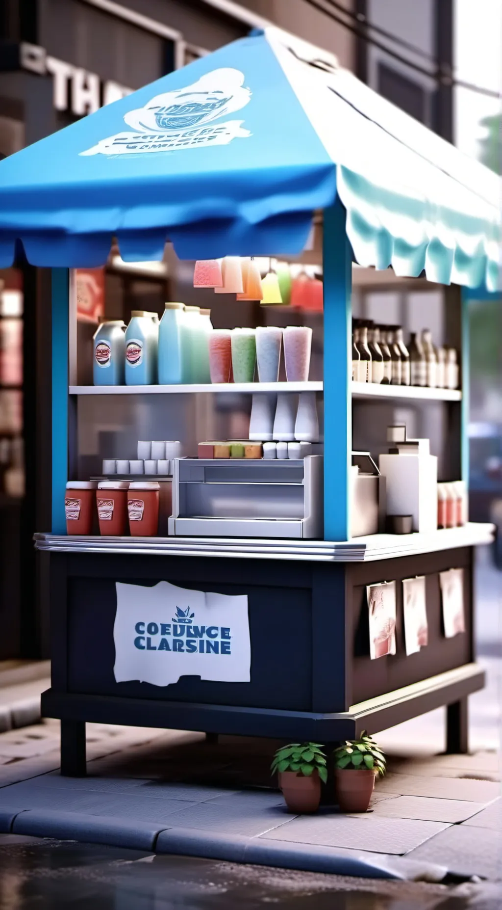 ai character: Snow cone shop background