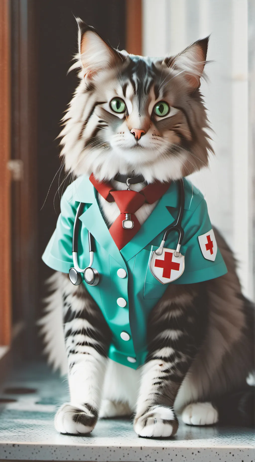 ai character: Nurse Cat background