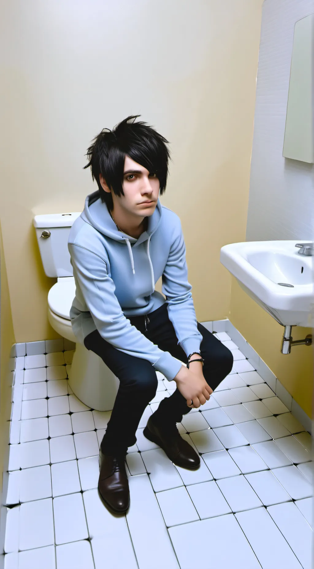 ai character: emo boy  background