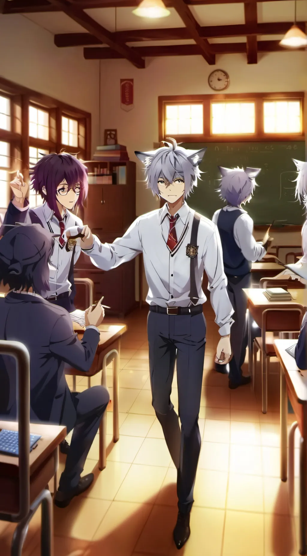 ai character: Wolf boys school background
