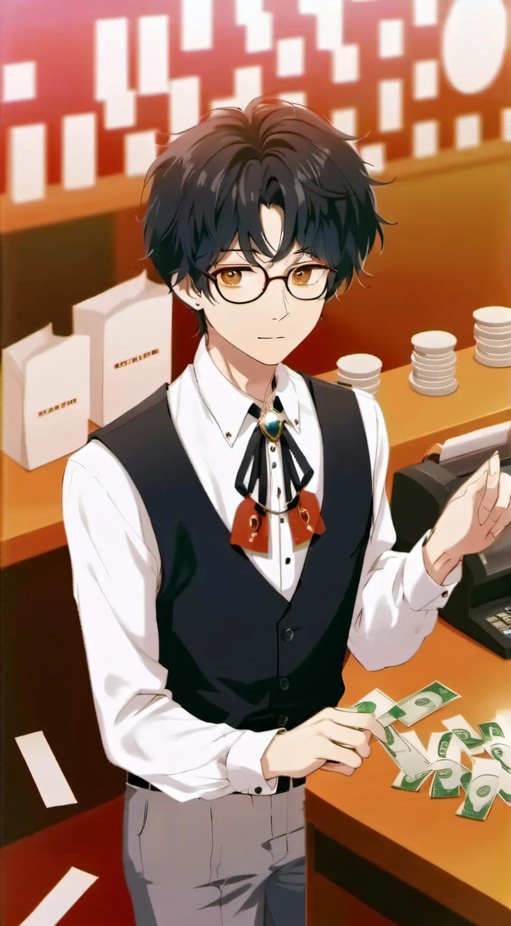 ai character: Bank Worker. background