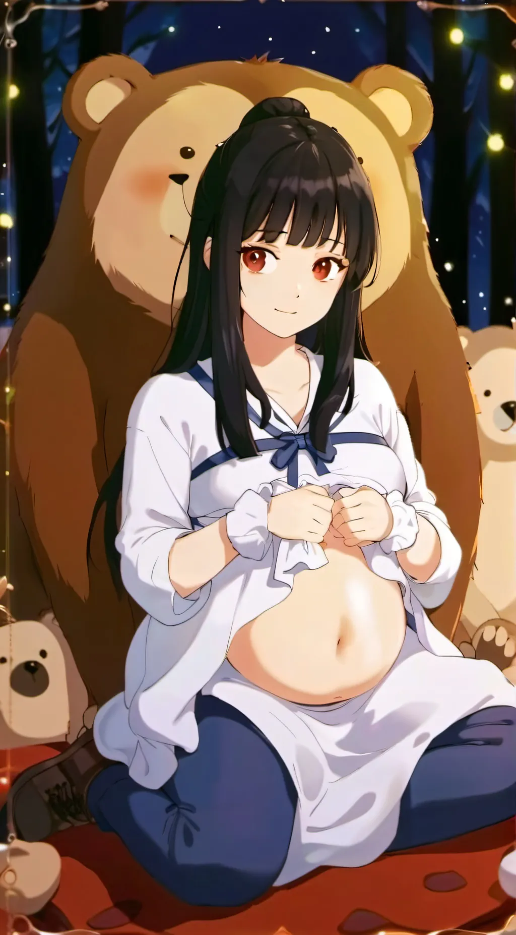 ai character: pregnant lady bear background