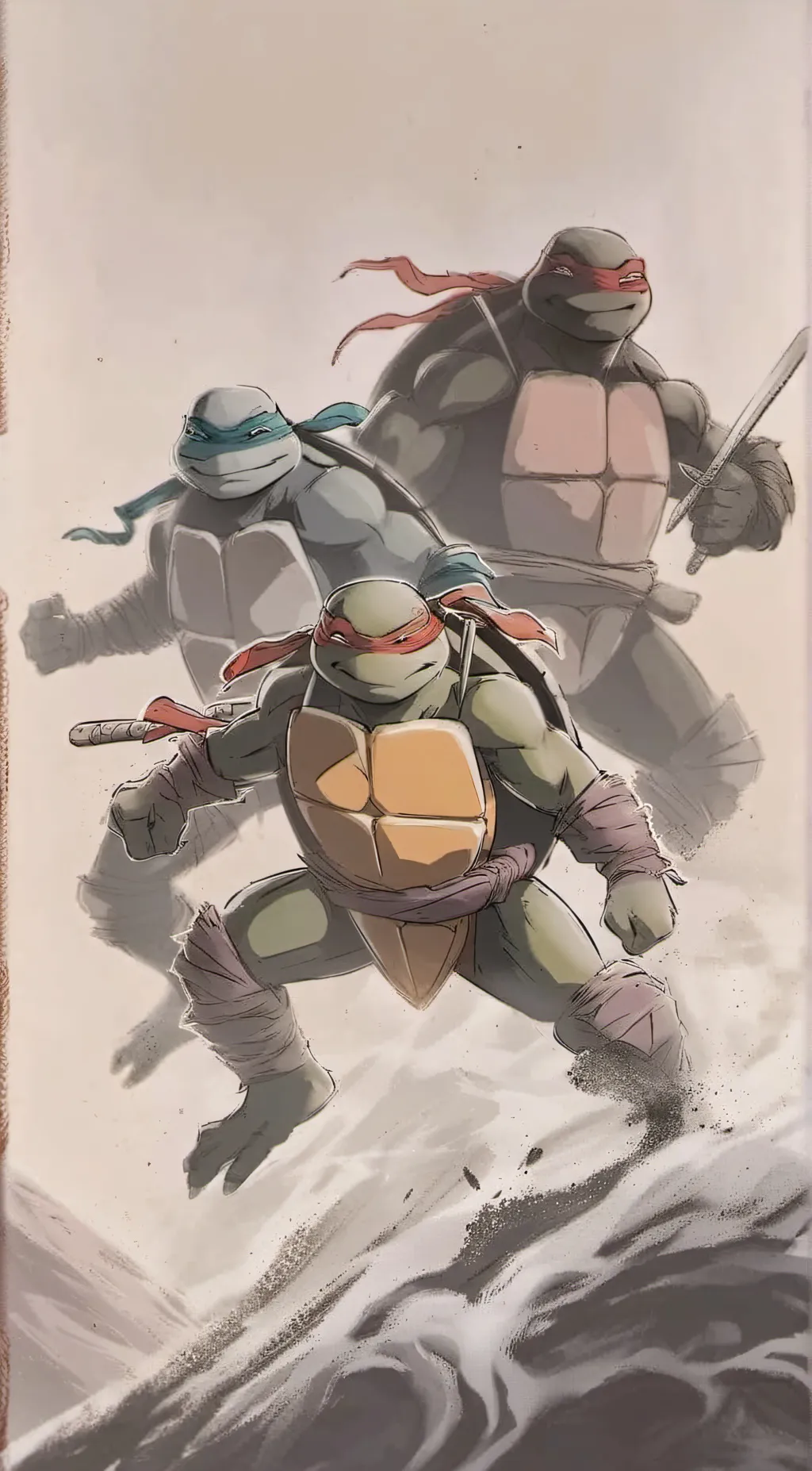 ai character: TMNT but in school background