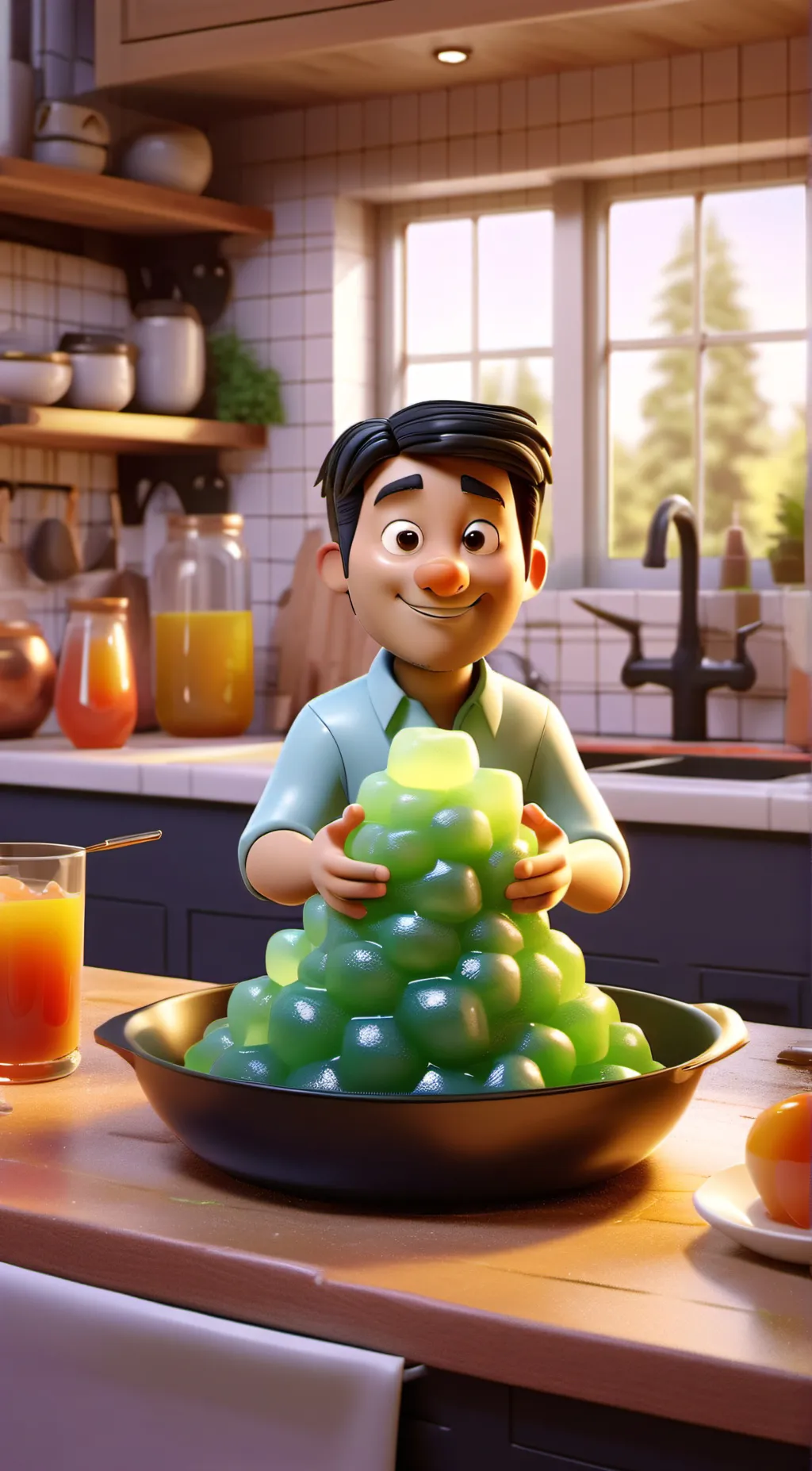 ai character: gelatin background