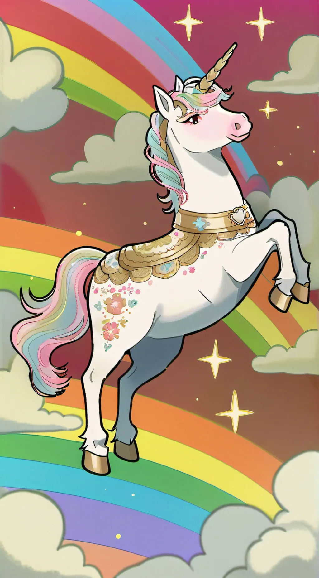 ai character: Rainbow background