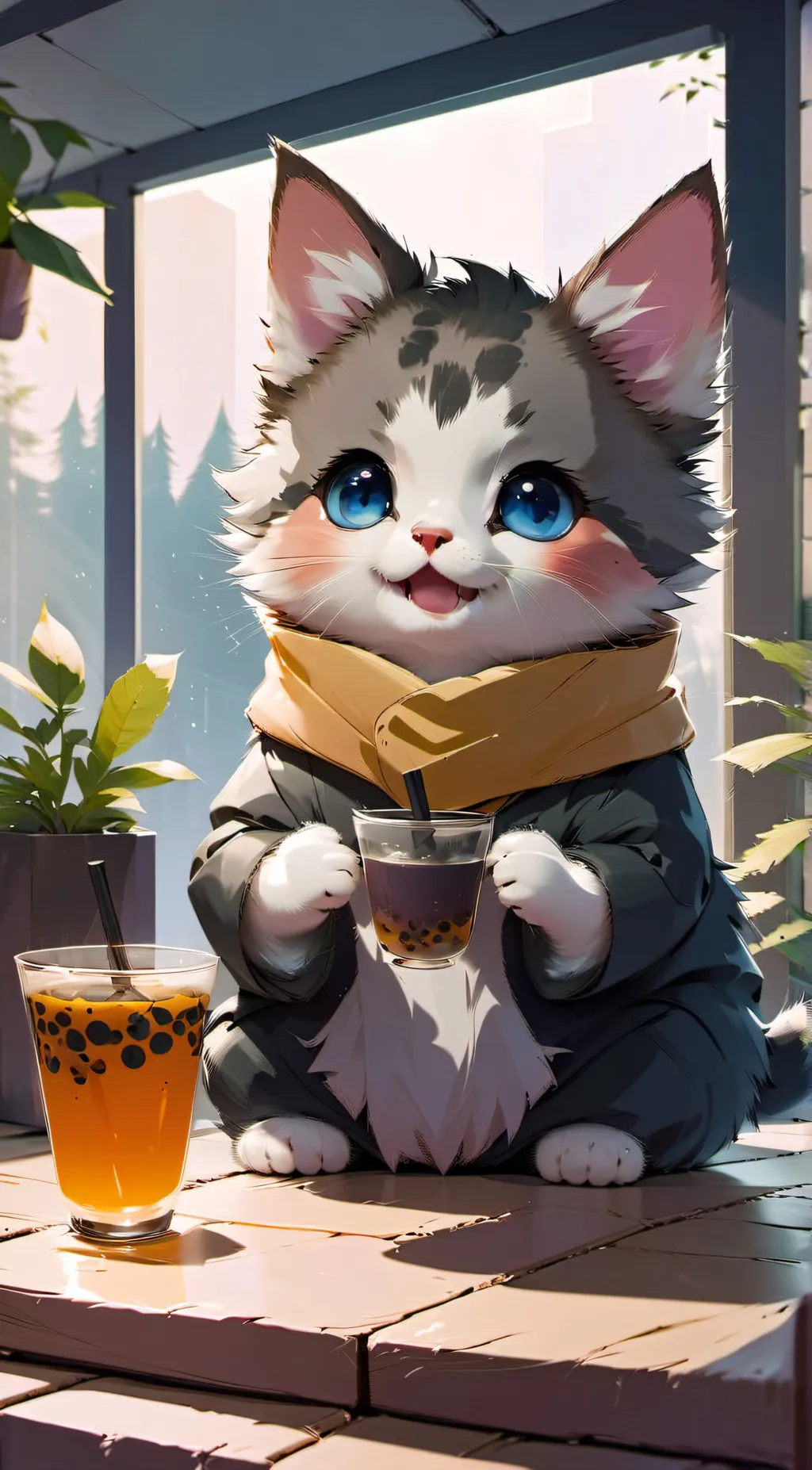 ai character: Boba cat background
