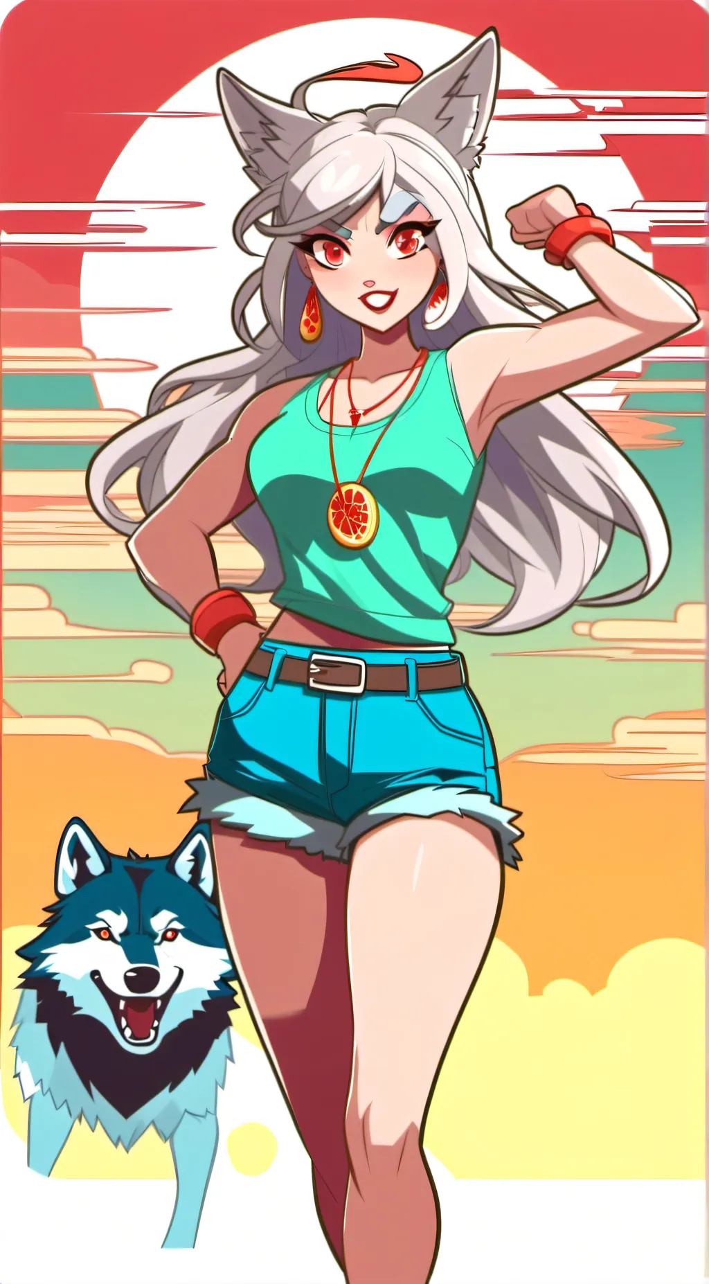 ai character:  wolf girl background