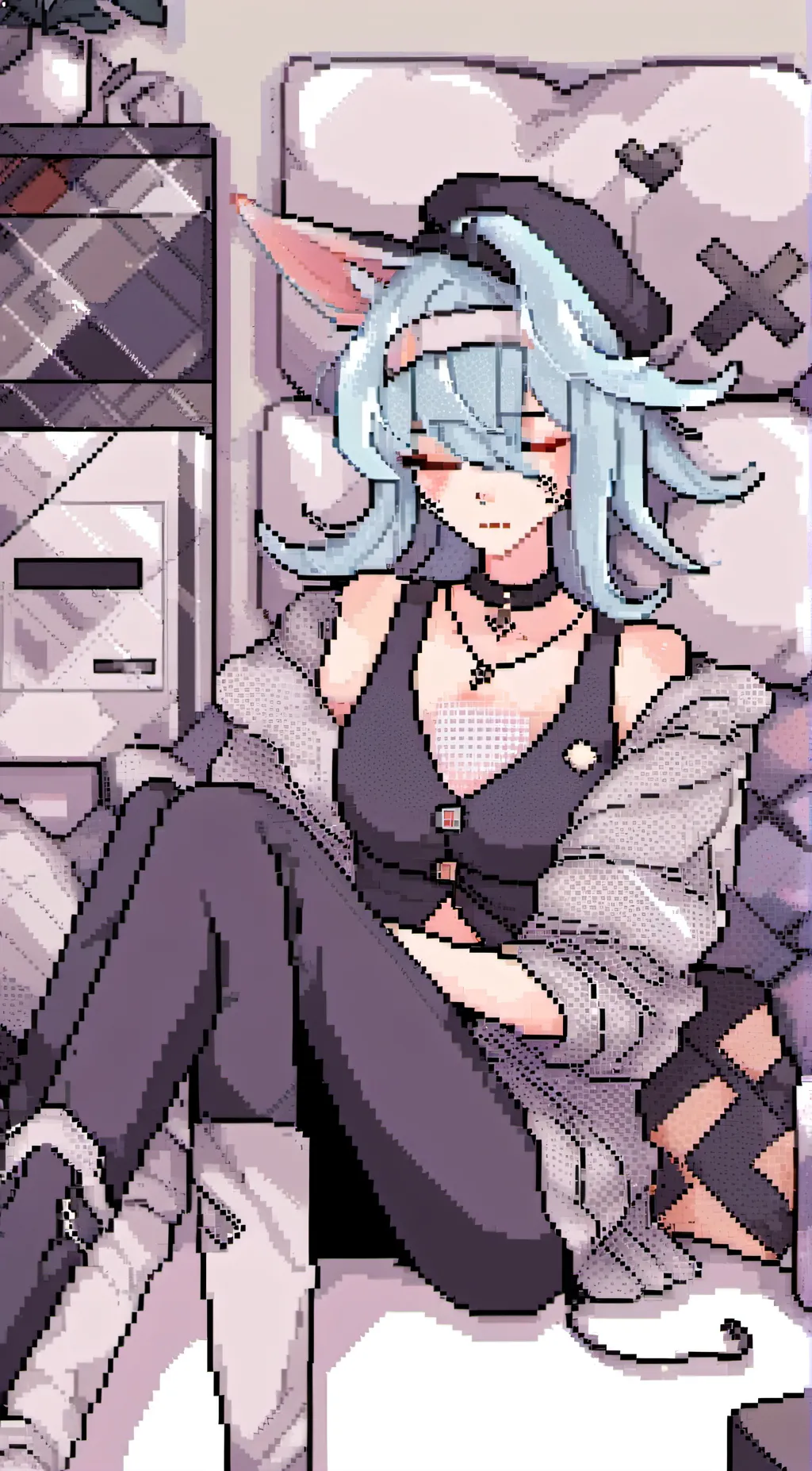 ai character: glitch trap background