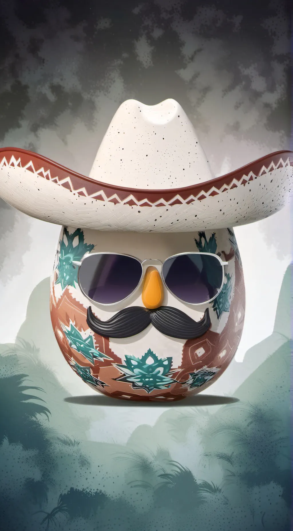 ai character: Mexican egg background
